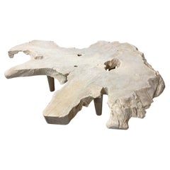 Andrianna Shamaris Amorphous Mid Century Style Bleached Teak Wood Coffee Table