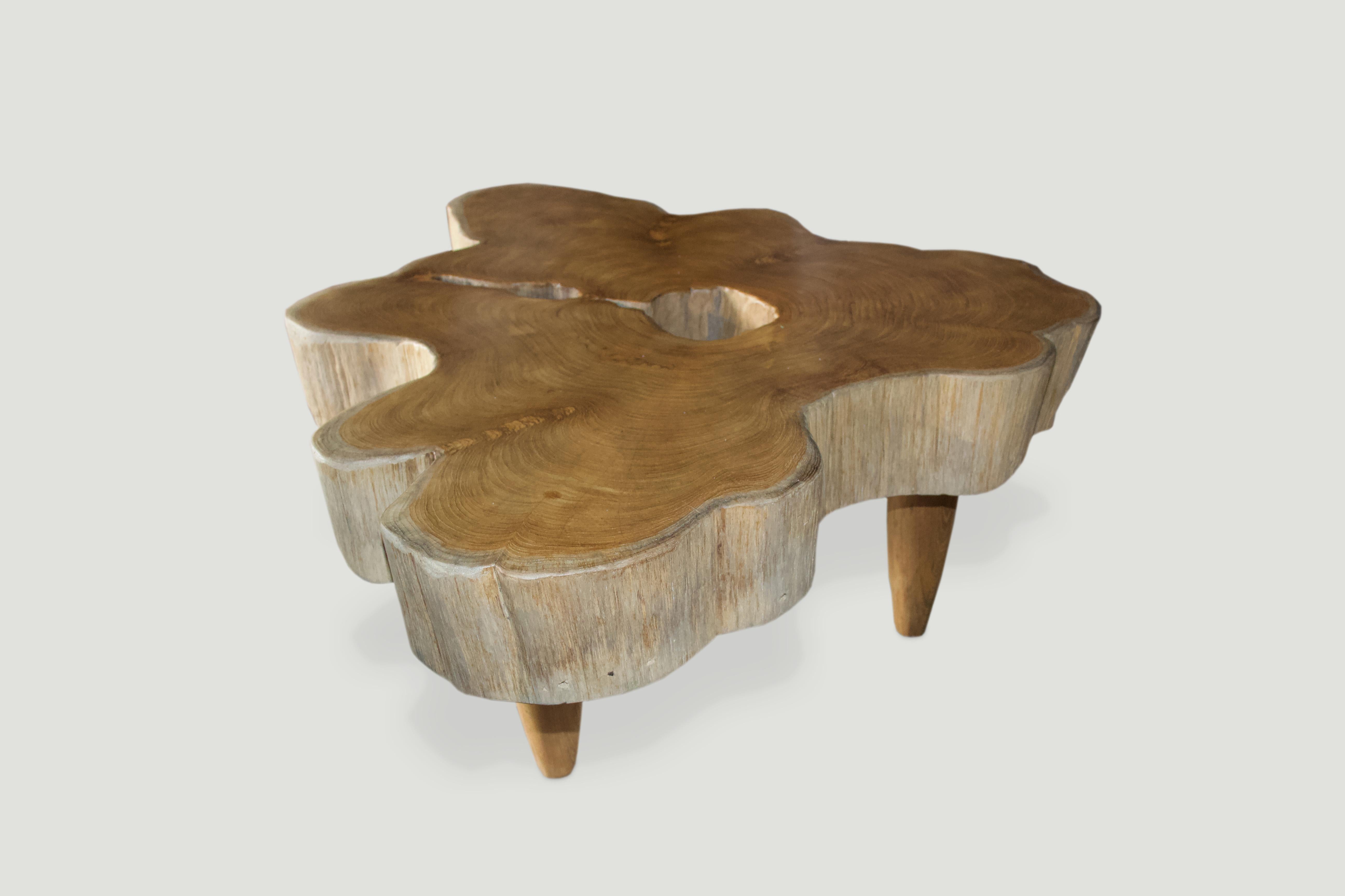 Andrianna Shamaris Amorphous Midcentury Style Teak Wood Coffee Table In Excellent Condition In New York, NY