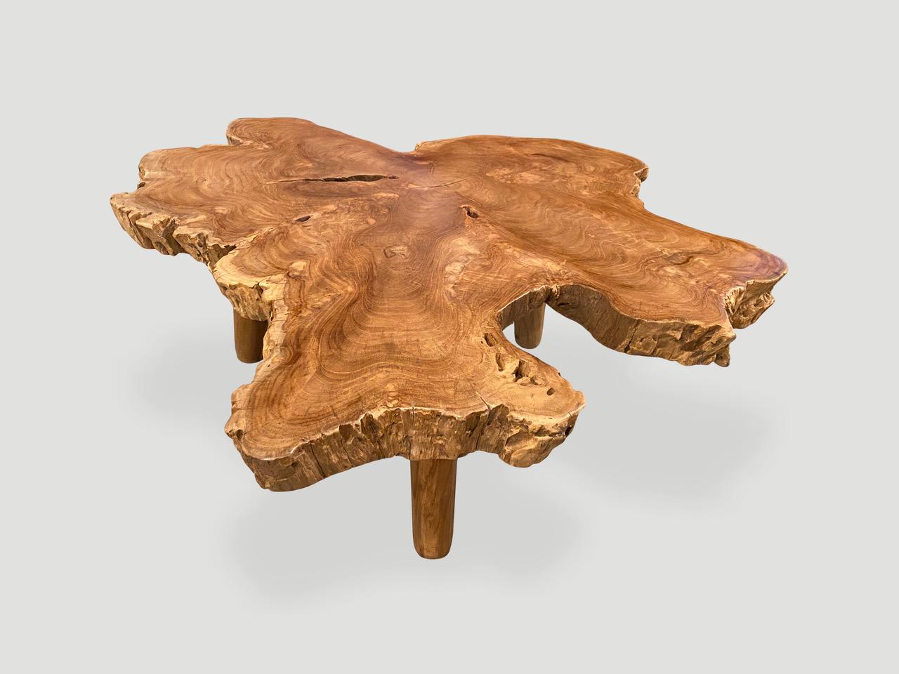 Mid-Century Modern Andrianna Shamaris Amorphous Mid Century Style Teak Wood Coffee Table