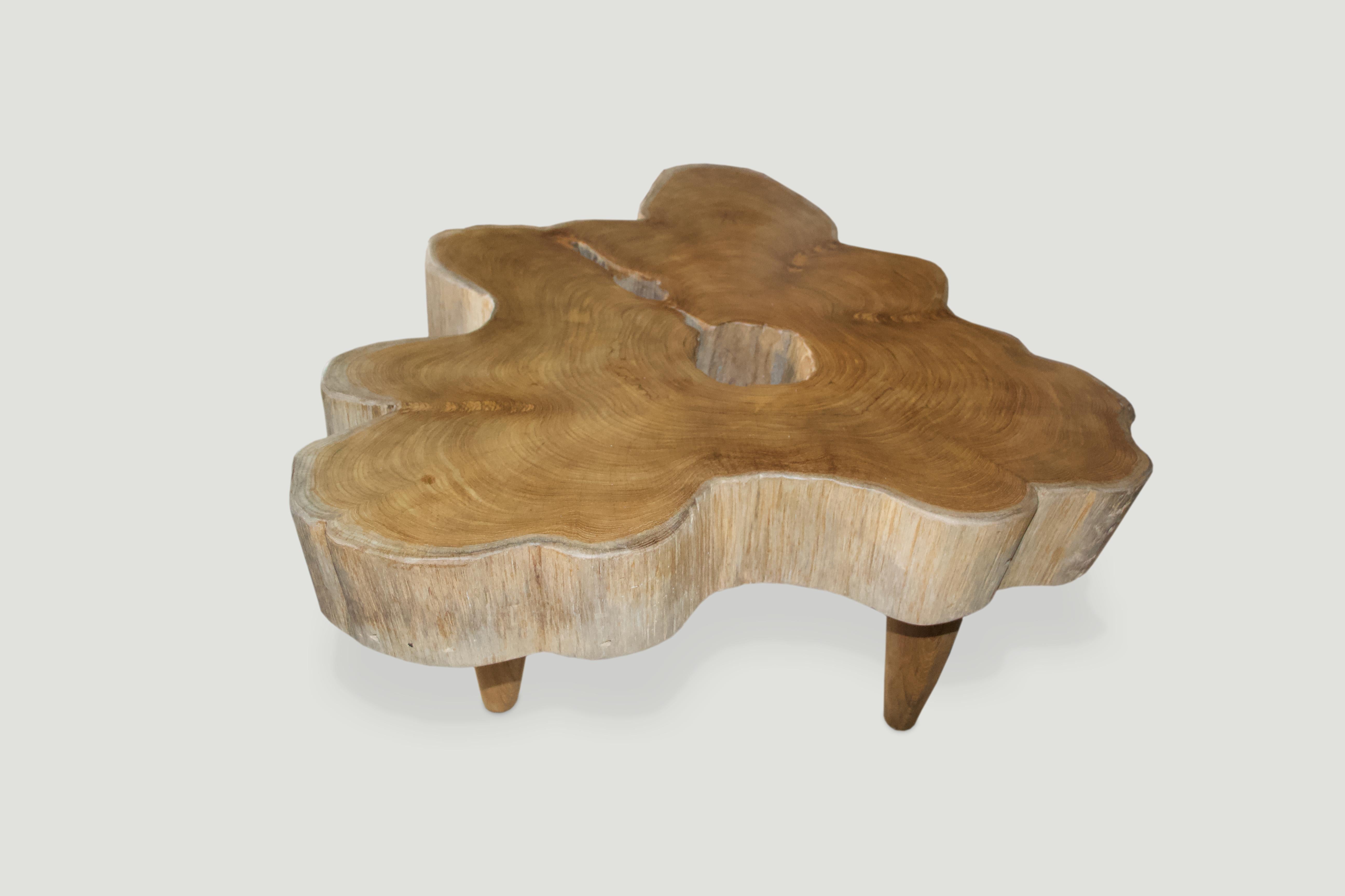 Contemporary Andrianna Shamaris Amorphous Midcentury Style Teak Wood Coffee Table