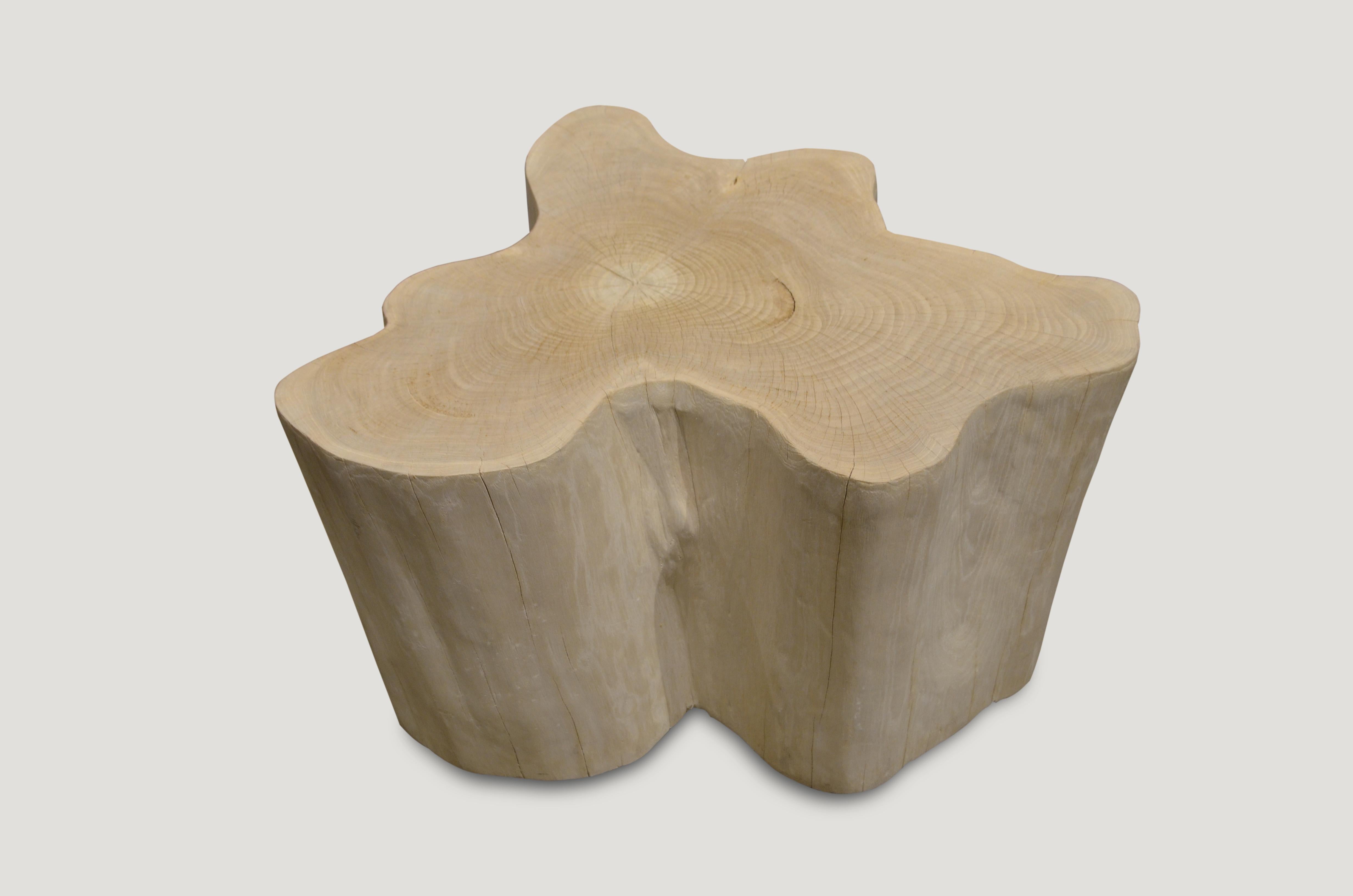 Organic Modern Andrianna Shamaris Amorphous Reclaimed Bleached Teak Wood Coffee Table For Sale