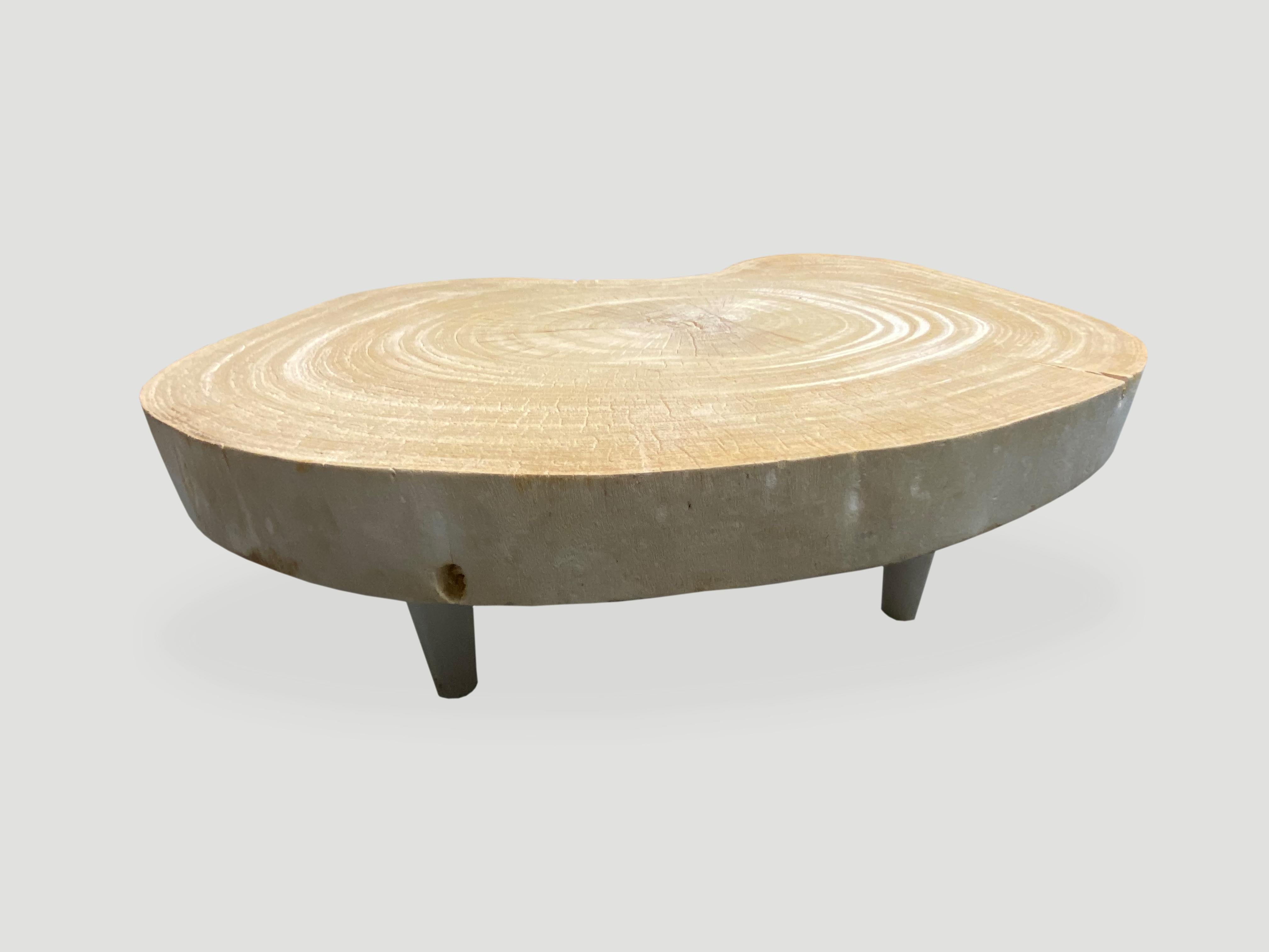 Andrianna Shamaris Amorphous Single Slab Teak Mid-Century Modern Coffee Table In Excellent Condition For Sale In New York, NY