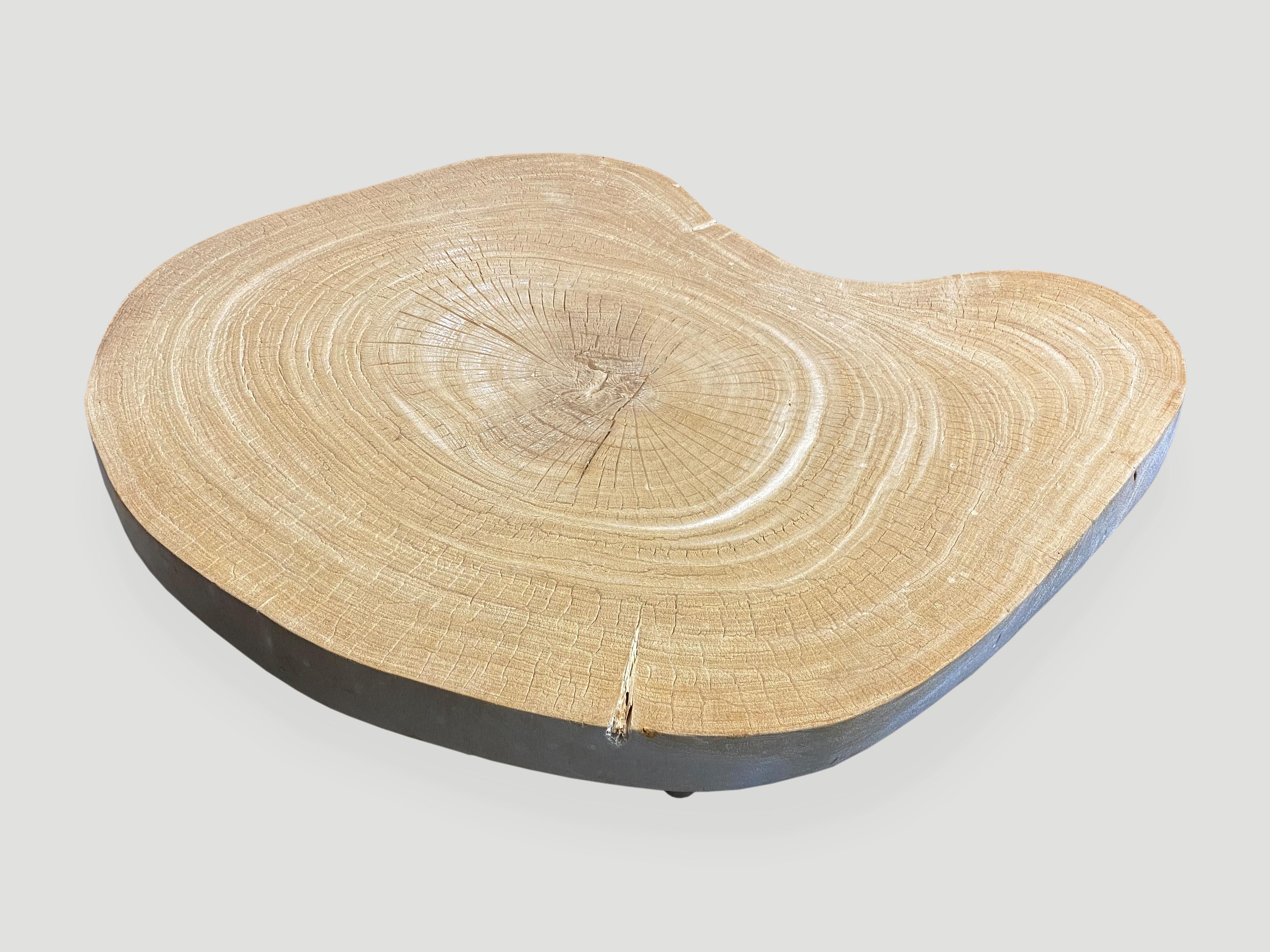 Wood Andrianna Shamaris Amorphous Single Slab Teak Mid-Century Modern Coffee Table For Sale