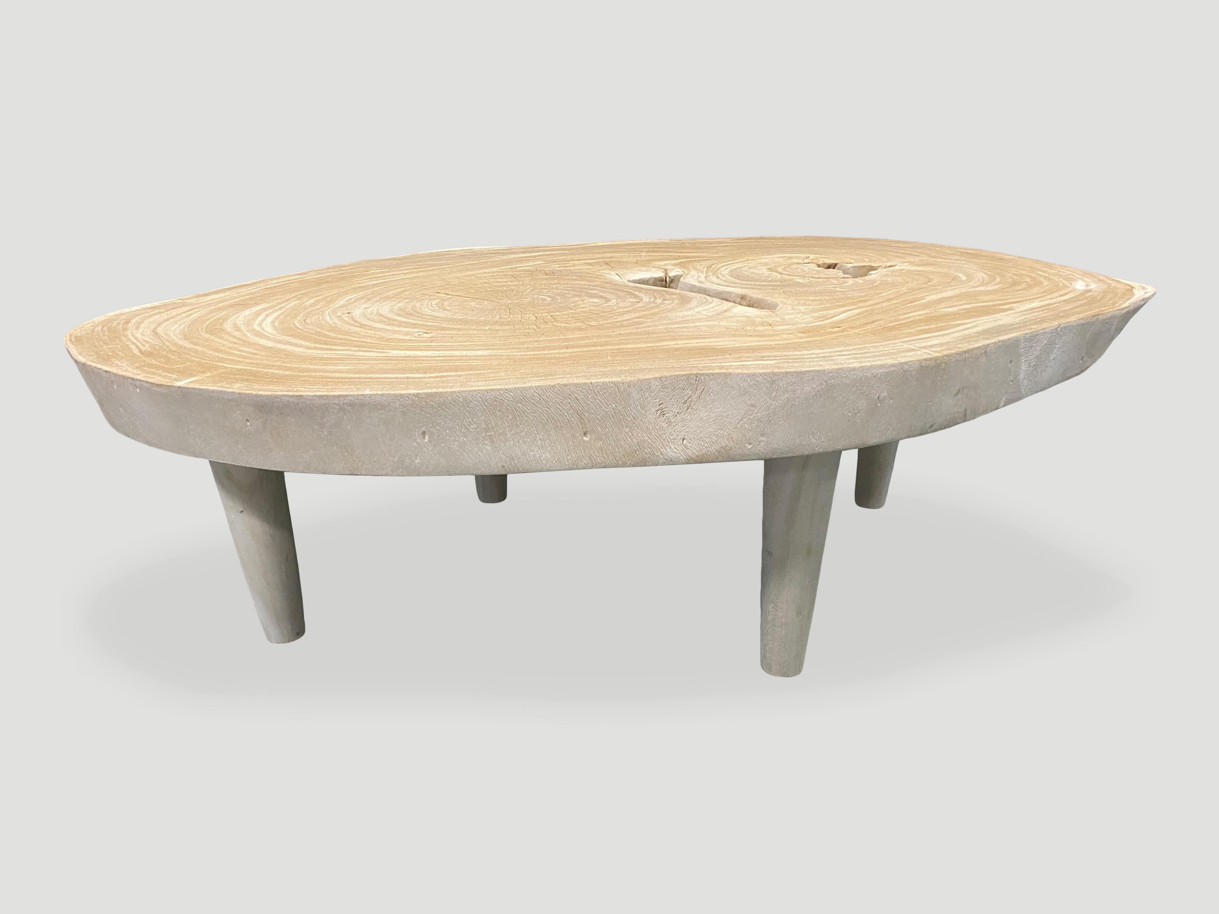 Andrianna Shamaris Amorphous Teak Single Slab Mid-Century Modern Coffee Table In Excellent Condition In New York, NY