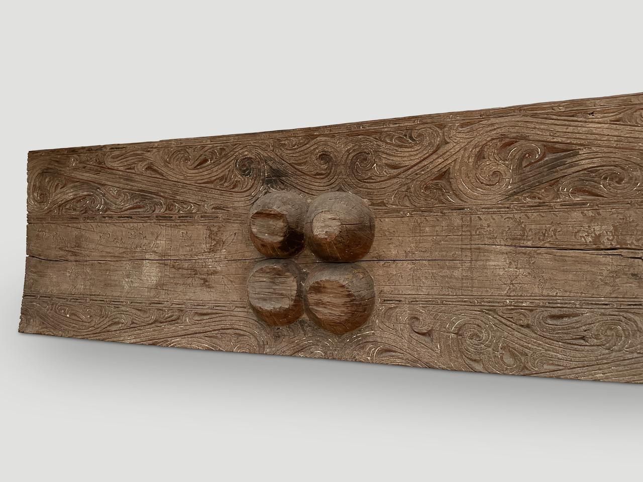 Early 20th Century Andrianna Shamaris Ancient Hand Carved Batak Panel or Console Table For Sale