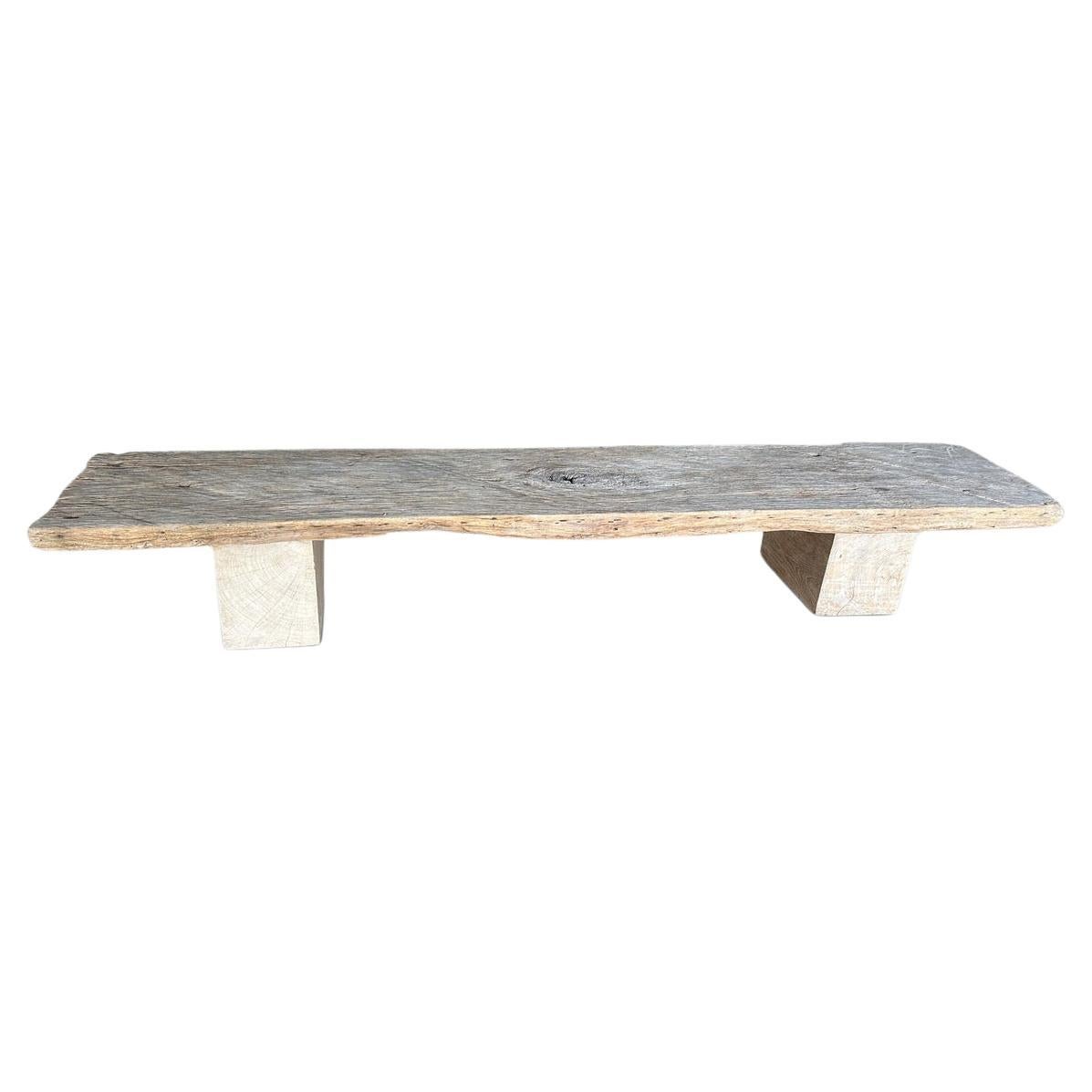Andrianna Shamaris Ancient Teak Wood Bench or Coffee Table For Sale