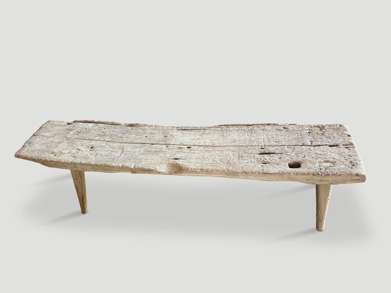 Organic Modern Andrianna Shamaris Ancient Teak Wood Chaise Or Bench For Sale