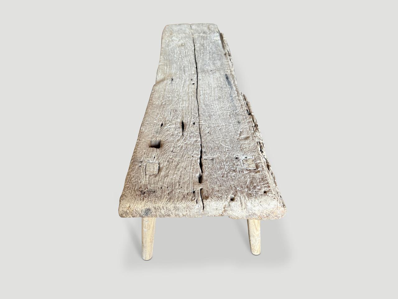 Andrianna Shamaris Ancient Teak Wood Chaise Or Bench In Excellent Condition For Sale In New York, NY