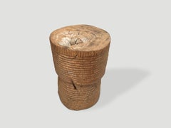 Andrianna Shamaris Ancient Teak Wood Side Table or Mortar