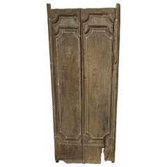 Used Andrianna Shamaris Ancient Teak Wood Temple Door with Shell Inlay