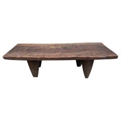 Andrianna Shamaris Mesa de centro o banco senufo africano antiguo de madera de iroko