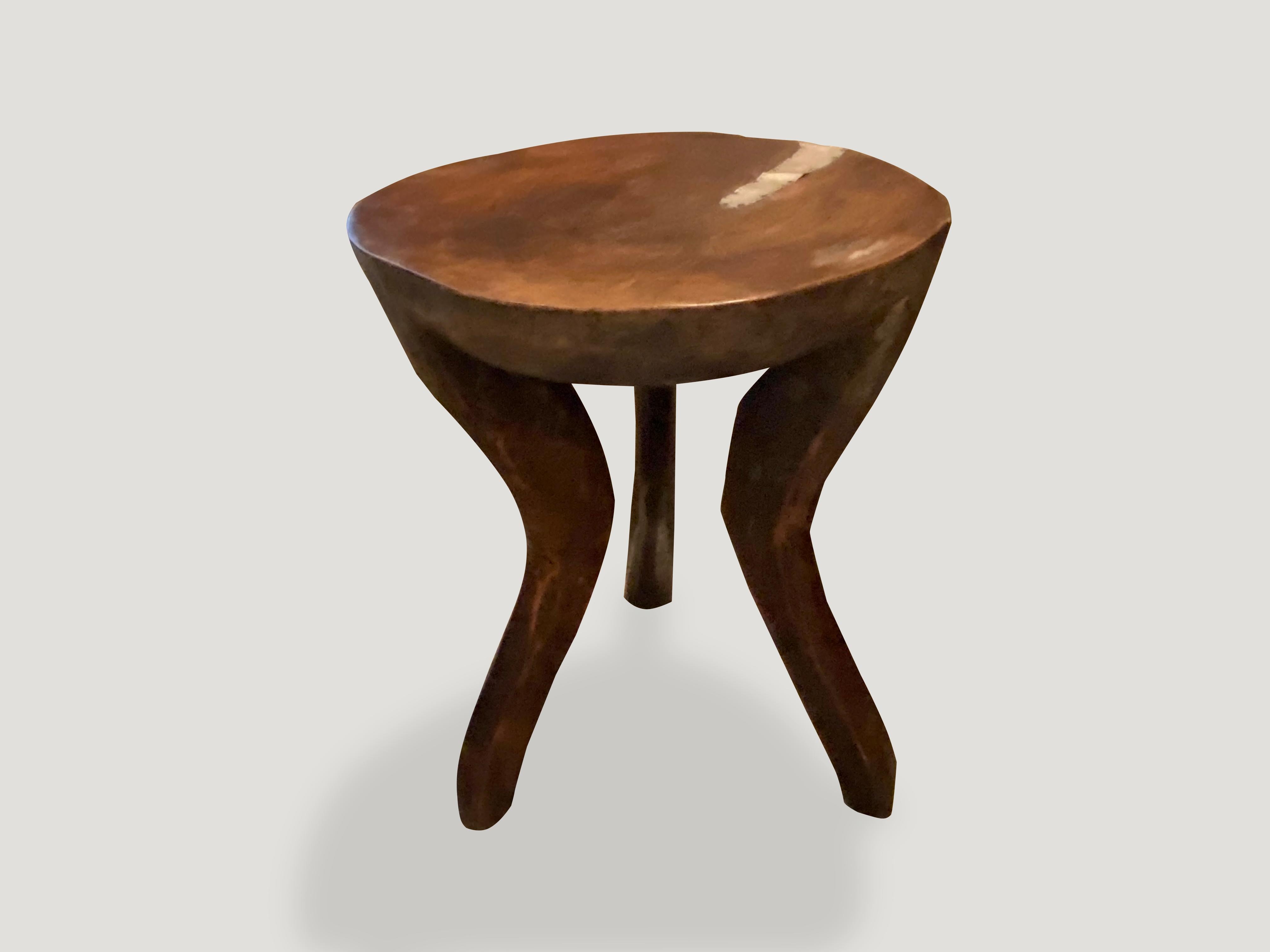 Andrianna Shamaris Antique African Mahogany Wood Sculptural Side Table In Excellent Condition In New York, NY