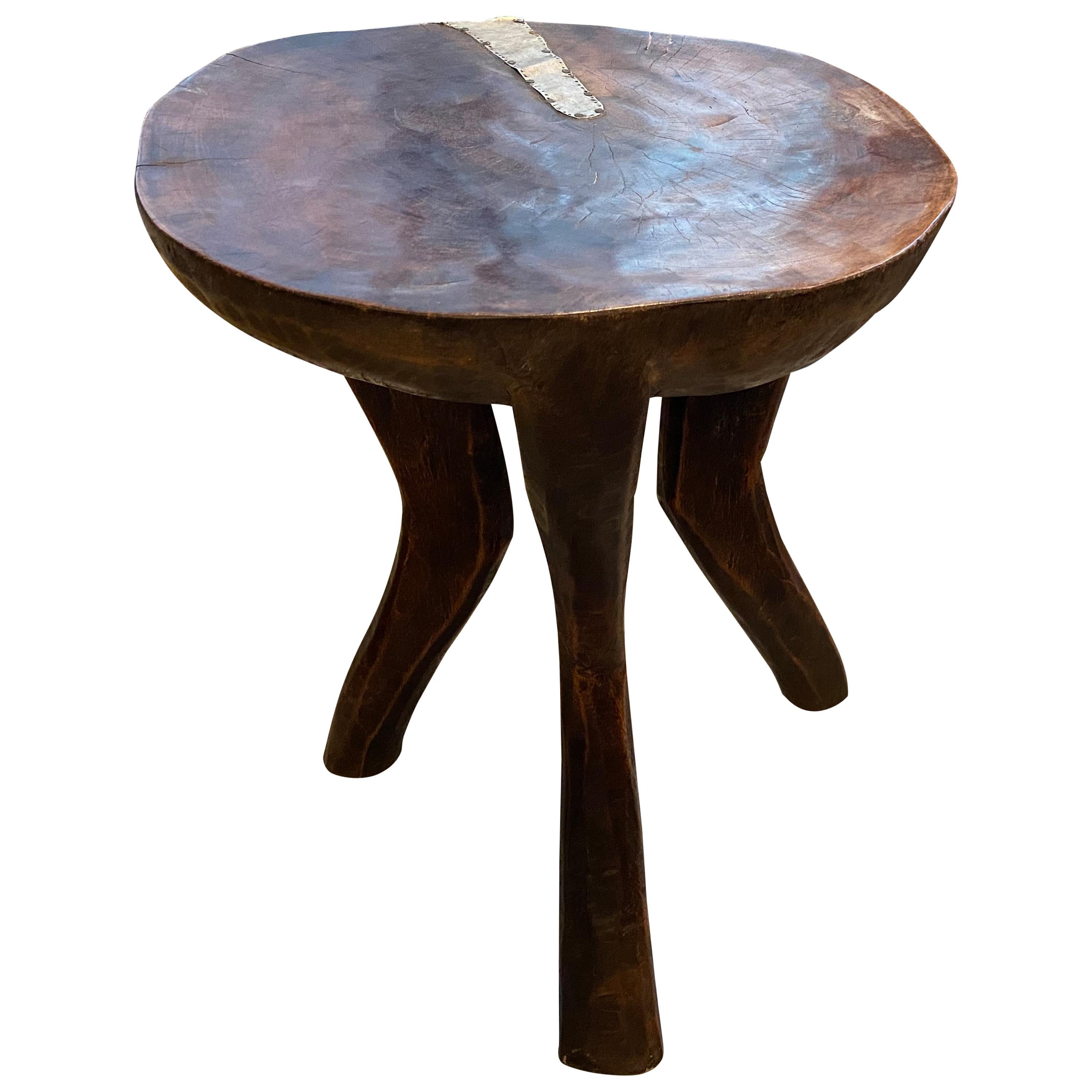 Andrianna Shamaris Antique African Mahogany Wood Sculptural Side Table