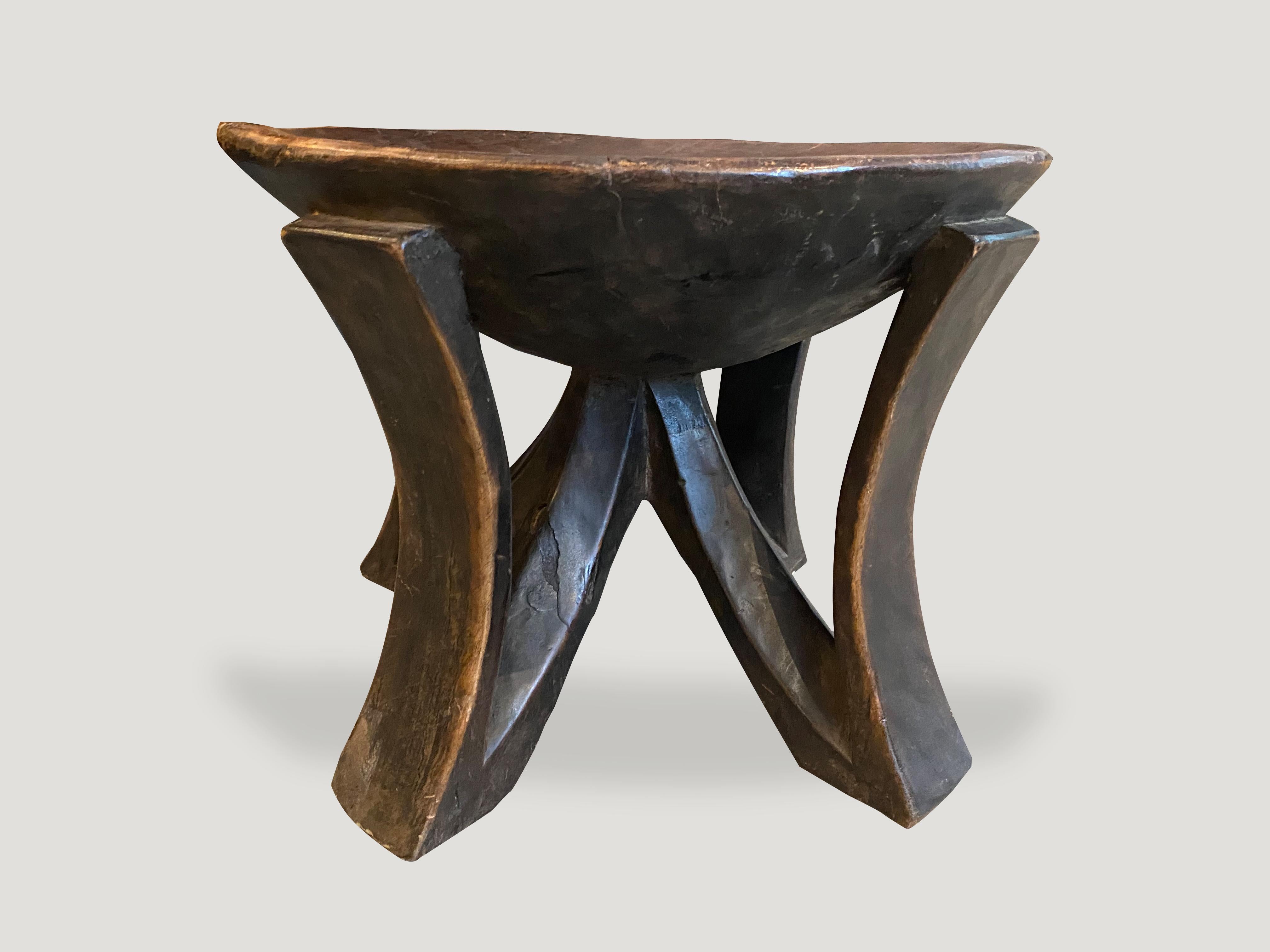 Andrianna Shamaris Antique African Mahogany Wood Sculptural Side Table or Bowl In Excellent Condition In New York, NY