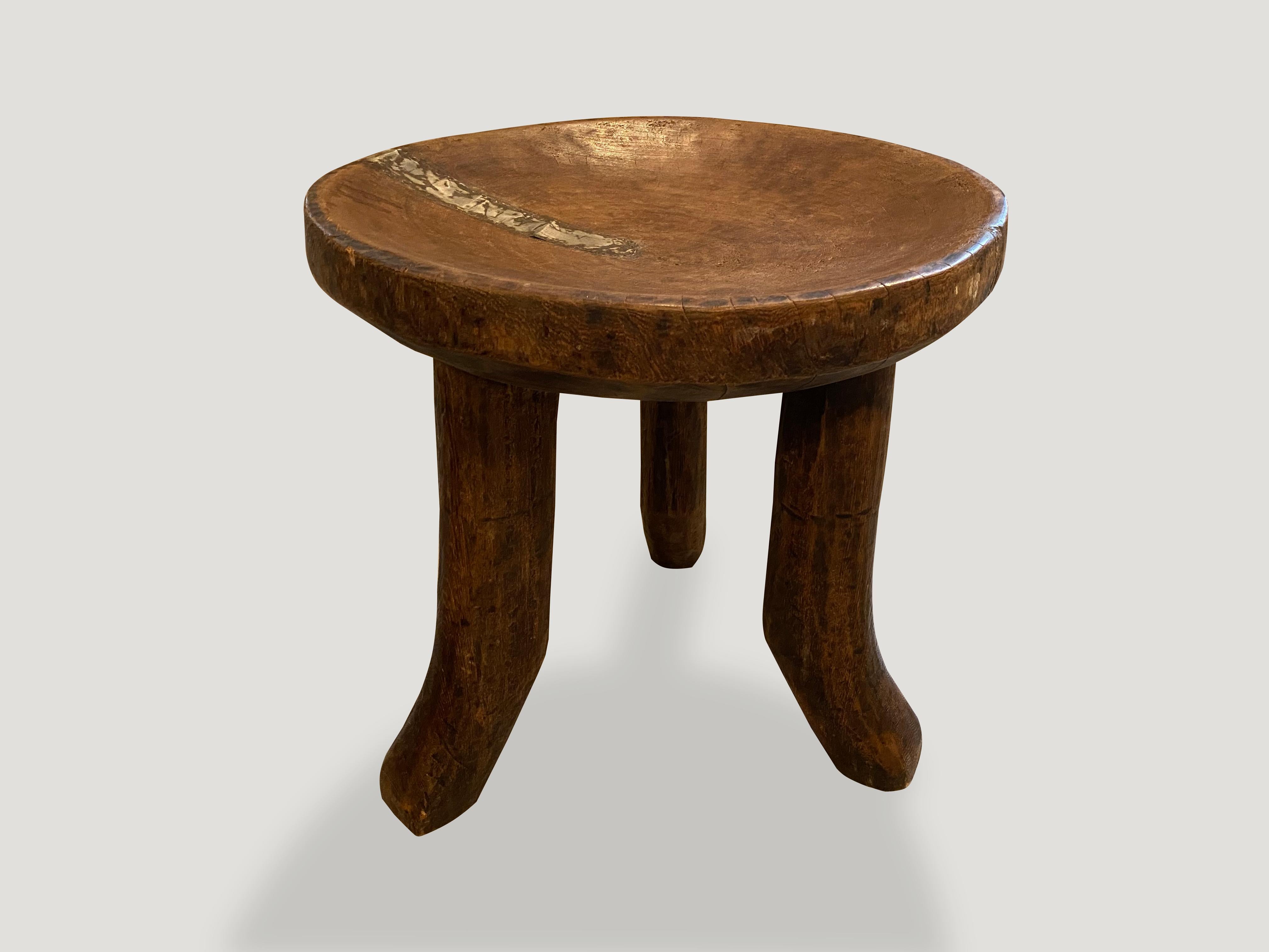 Andrianna Shamaris Antique African Mahogany Wood Sculptural Side Table or Bowl 1