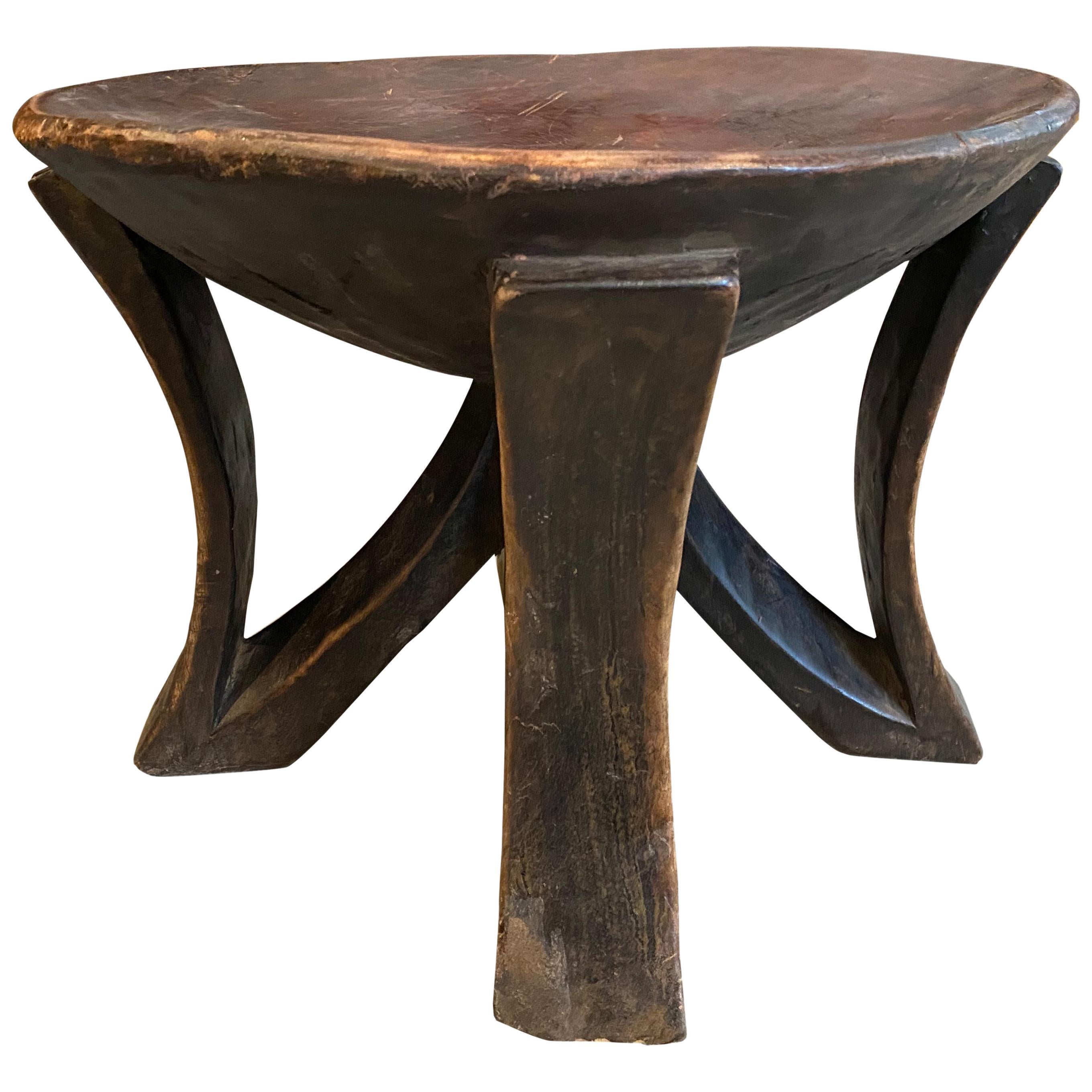Andrianna Shamaris Antique African Mahogany Wood Sculptural Side Table or Bowl