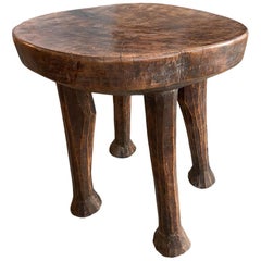 Andrianna Shamaris Antique African Mahogany Wood Sculptural Side Table or Stool