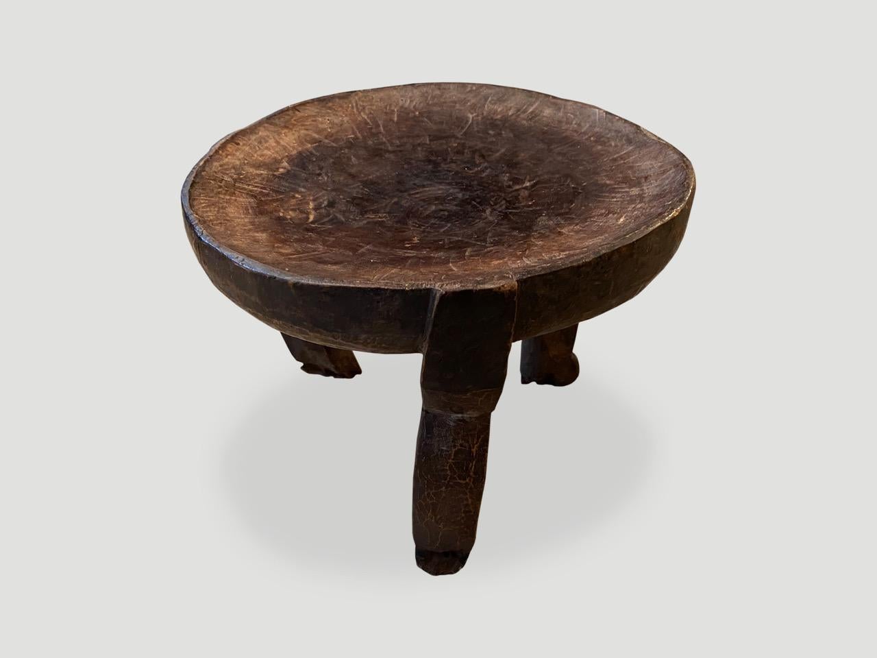 Andrianna Shamaris Antique African Mahogany Wood Stool or Side Table In Excellent Condition In New York, NY