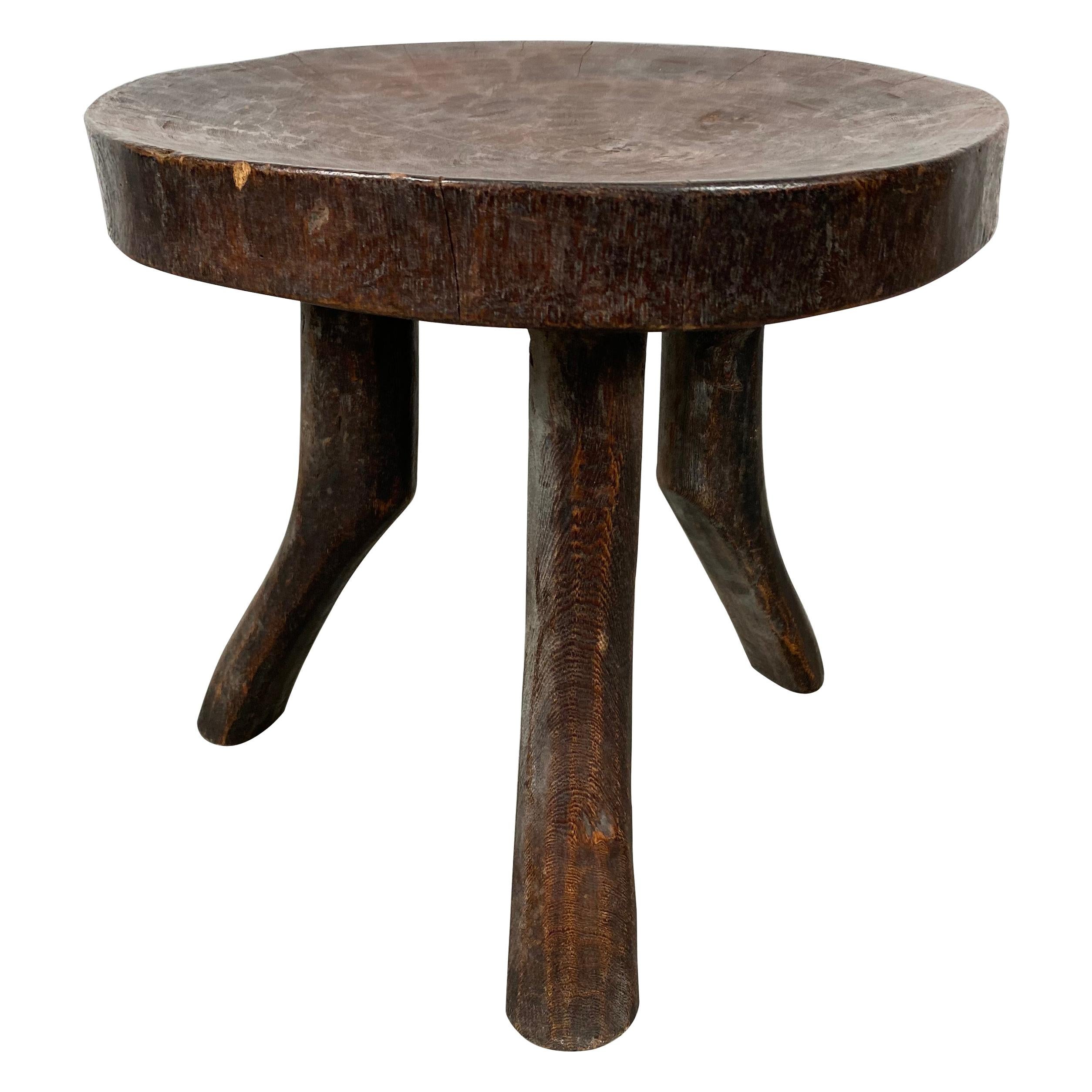 Andrianna Shamaris Antique African Mahogany Wood Stool or Side Table