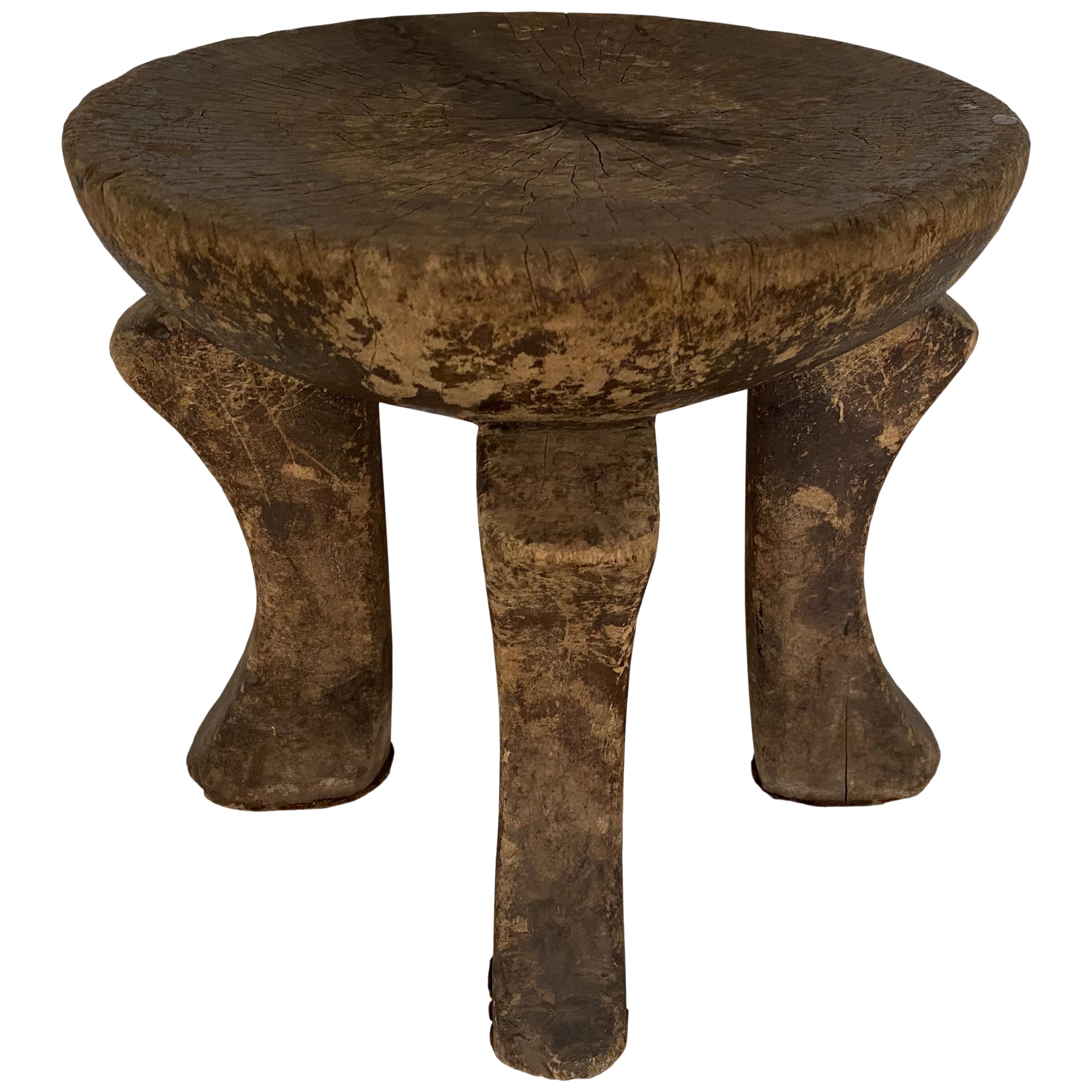 Andrianna Shamaris Antique African Mahogany Wood Stool or Side Table at
