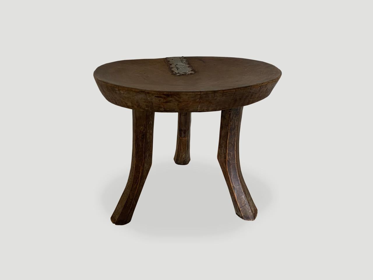 Andrianna Shamaris African Sculptural Mahogany Wood Side Table In Excellent Condition In New York, NY