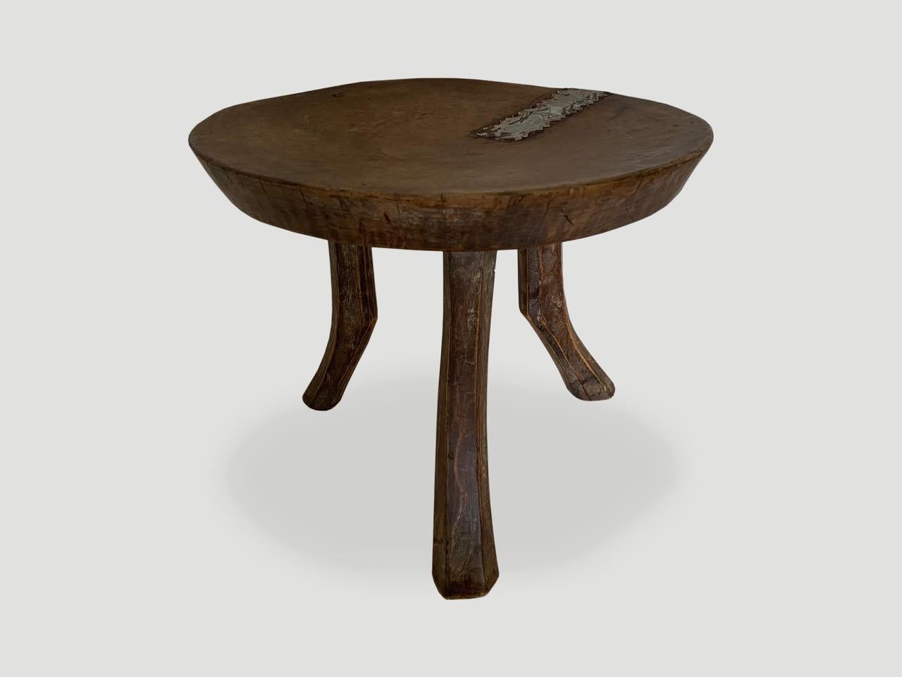 Early 20th Century Andrianna Shamaris African Sculptural Mahogany Wood Side Table
