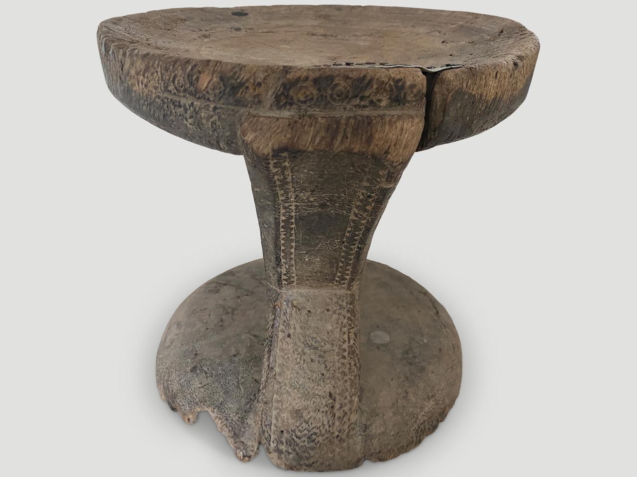 Tribal Andrianna Shamaris Antique African Side Table or Stool
