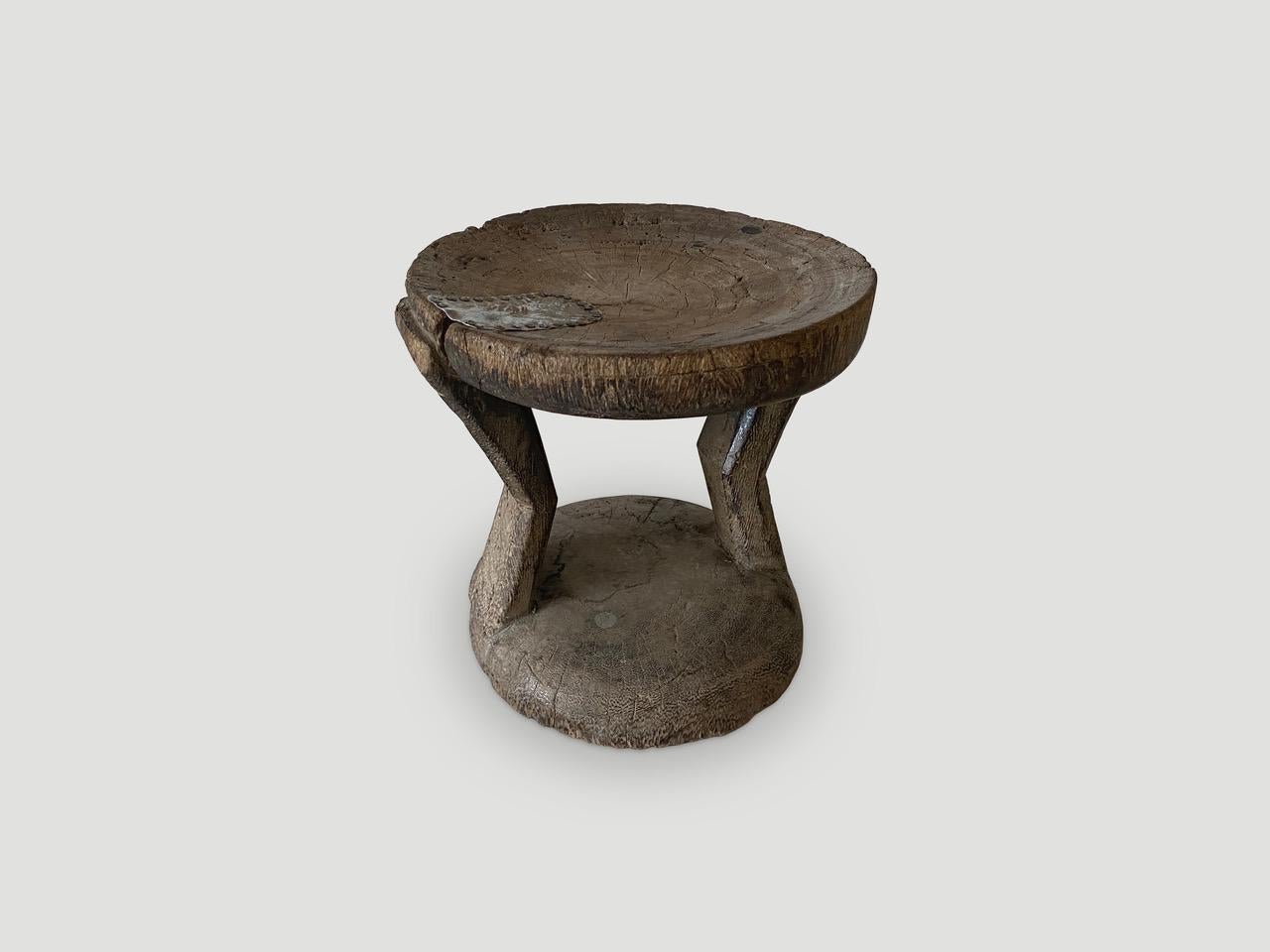 Ivorian Andrianna Shamaris Antique African Side Table or Stool