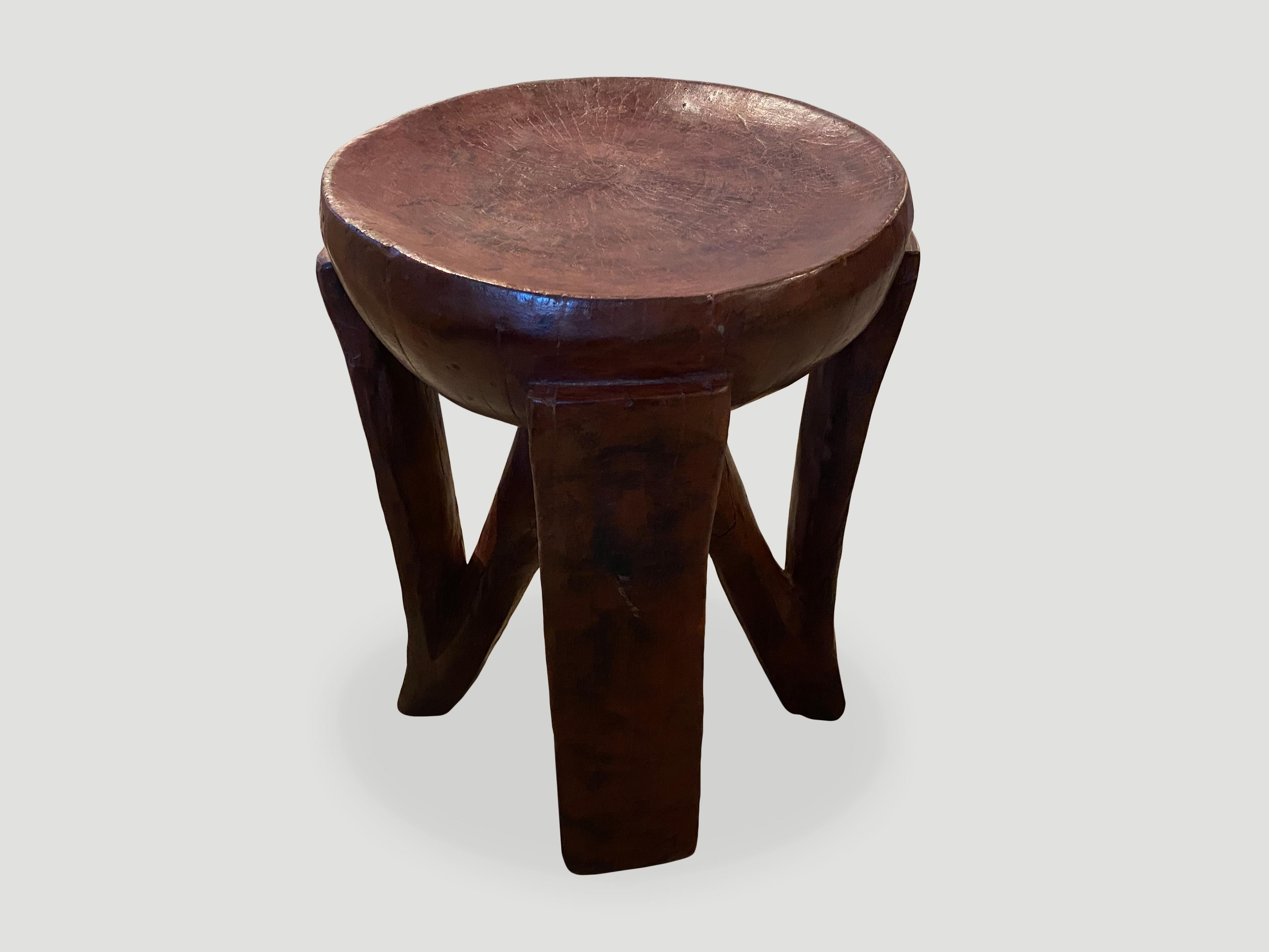 Hand-Carved Andrianna Shamaris Antique African Side Table or Stool