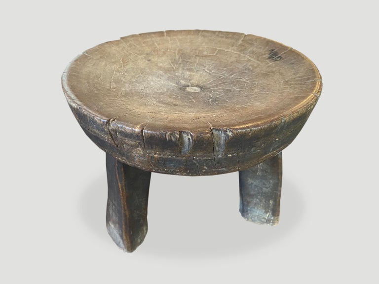 Tribal Andrianna Shamaris Antique African Stool or Side Table