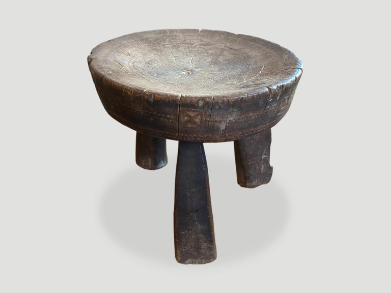 Andrianna Shamaris Antique African Stool or Side Table In Excellent Condition In New York, NY