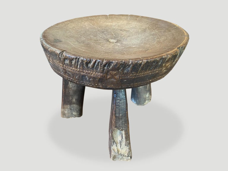 Wood Andrianna Shamaris Antique African Stool or Side Table