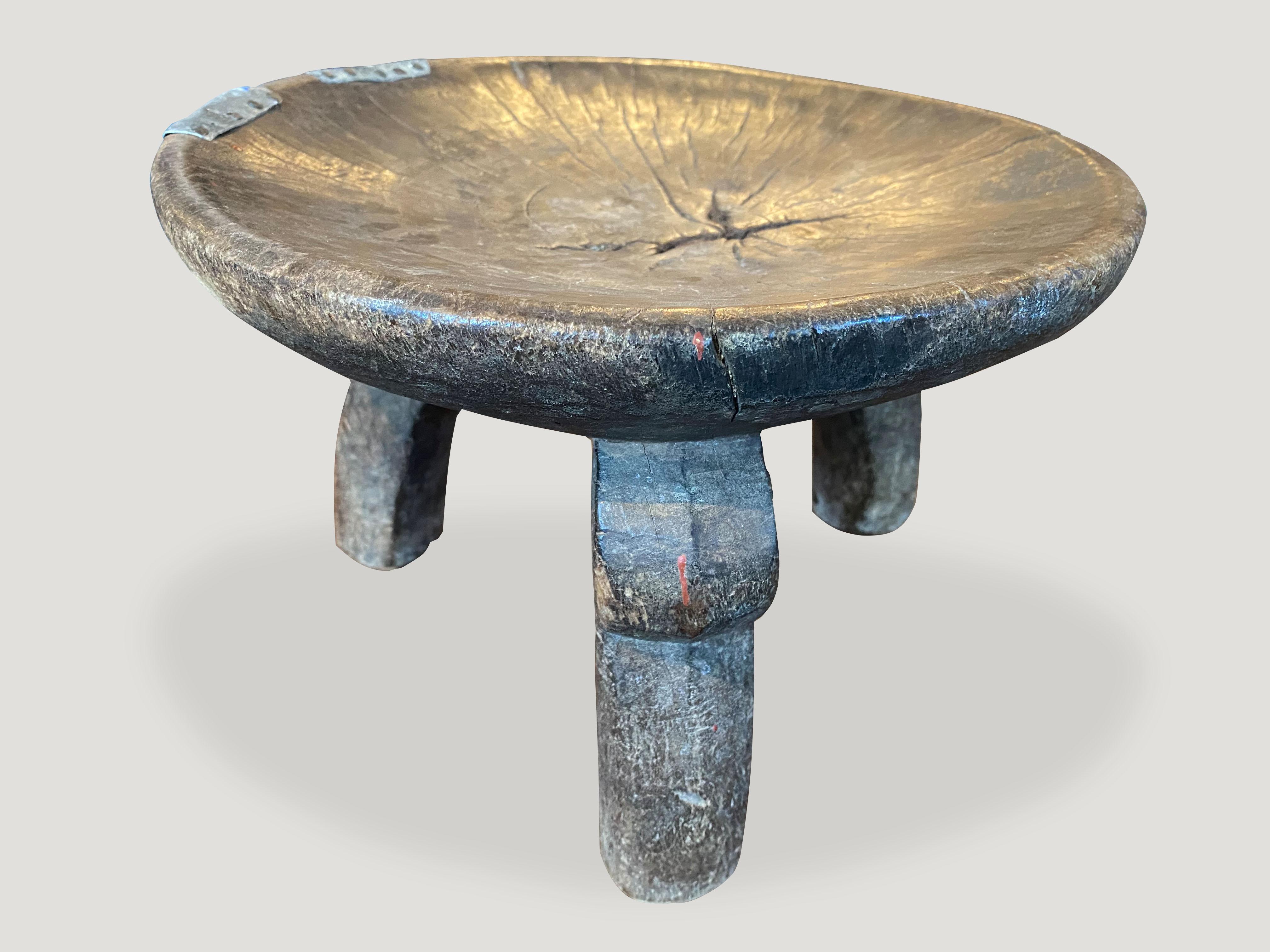 Tribal Andrianna Shamaris Antique African Stool, Side Table or Bowl For Sale