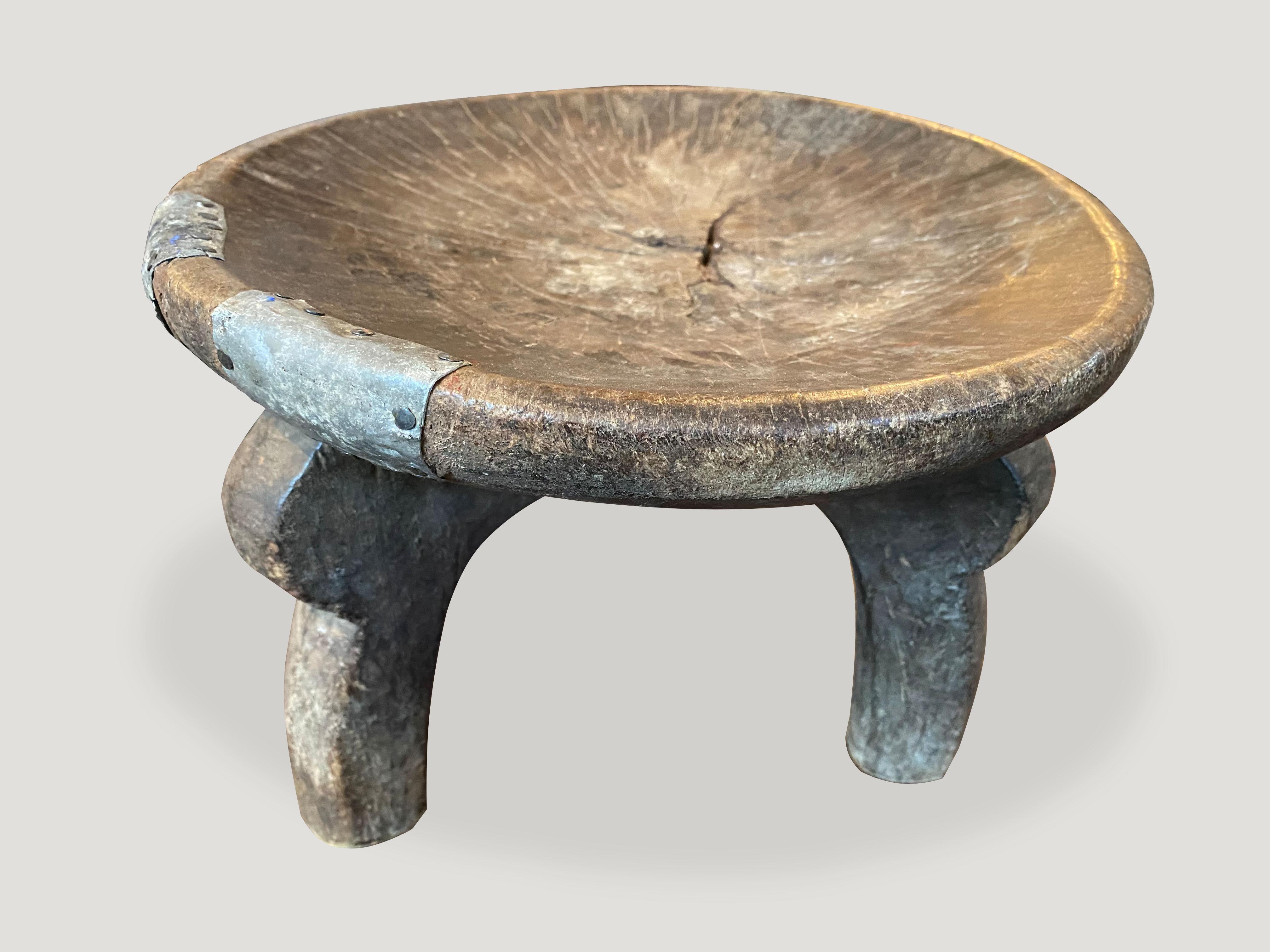 Andrianna Shamaris Antique African Stool, Side Table or Bowl In Excellent Condition For Sale In New York, NY