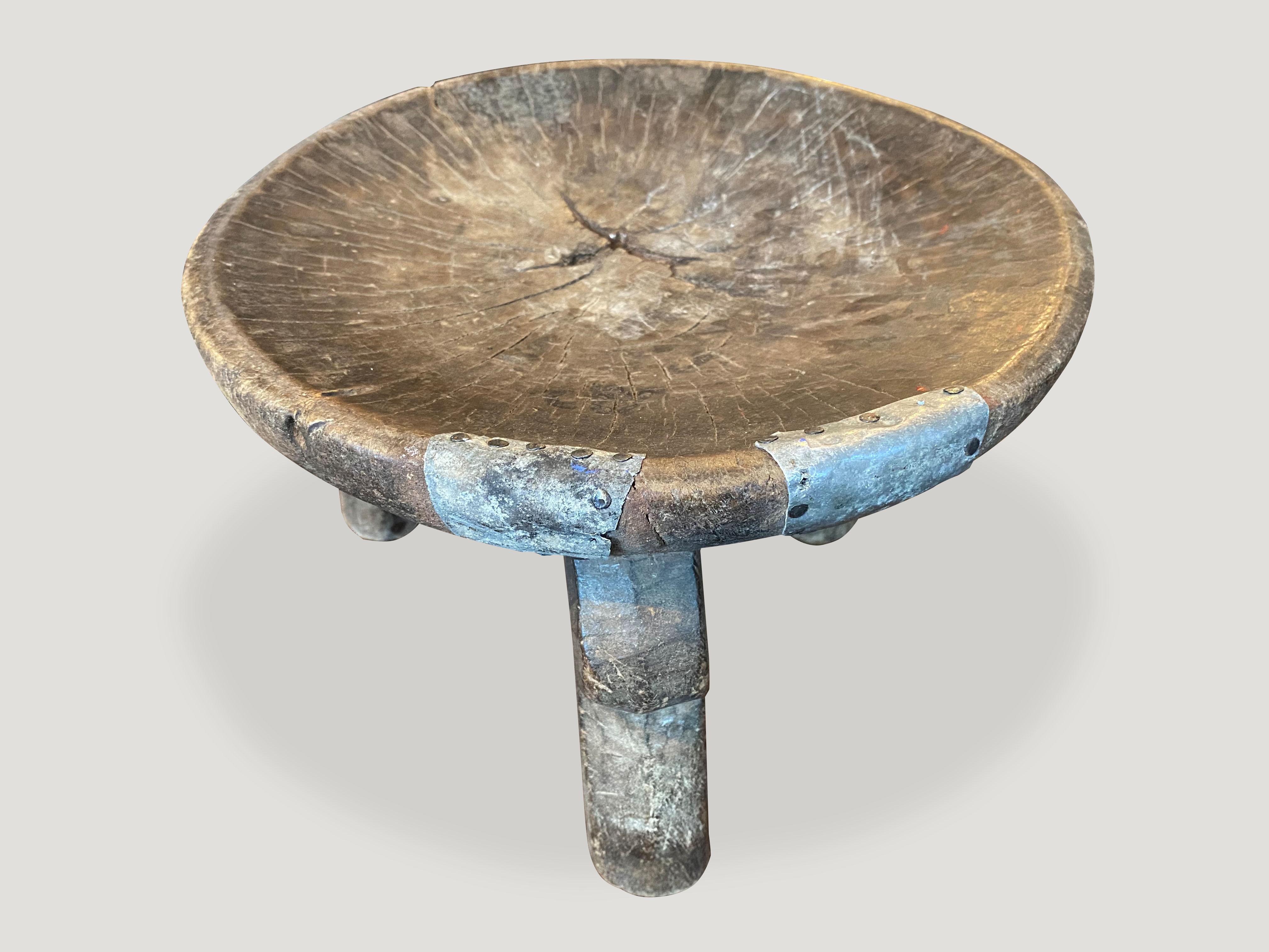 20th Century Andrianna Shamaris Antique African Stool, Side Table or Bowl For Sale