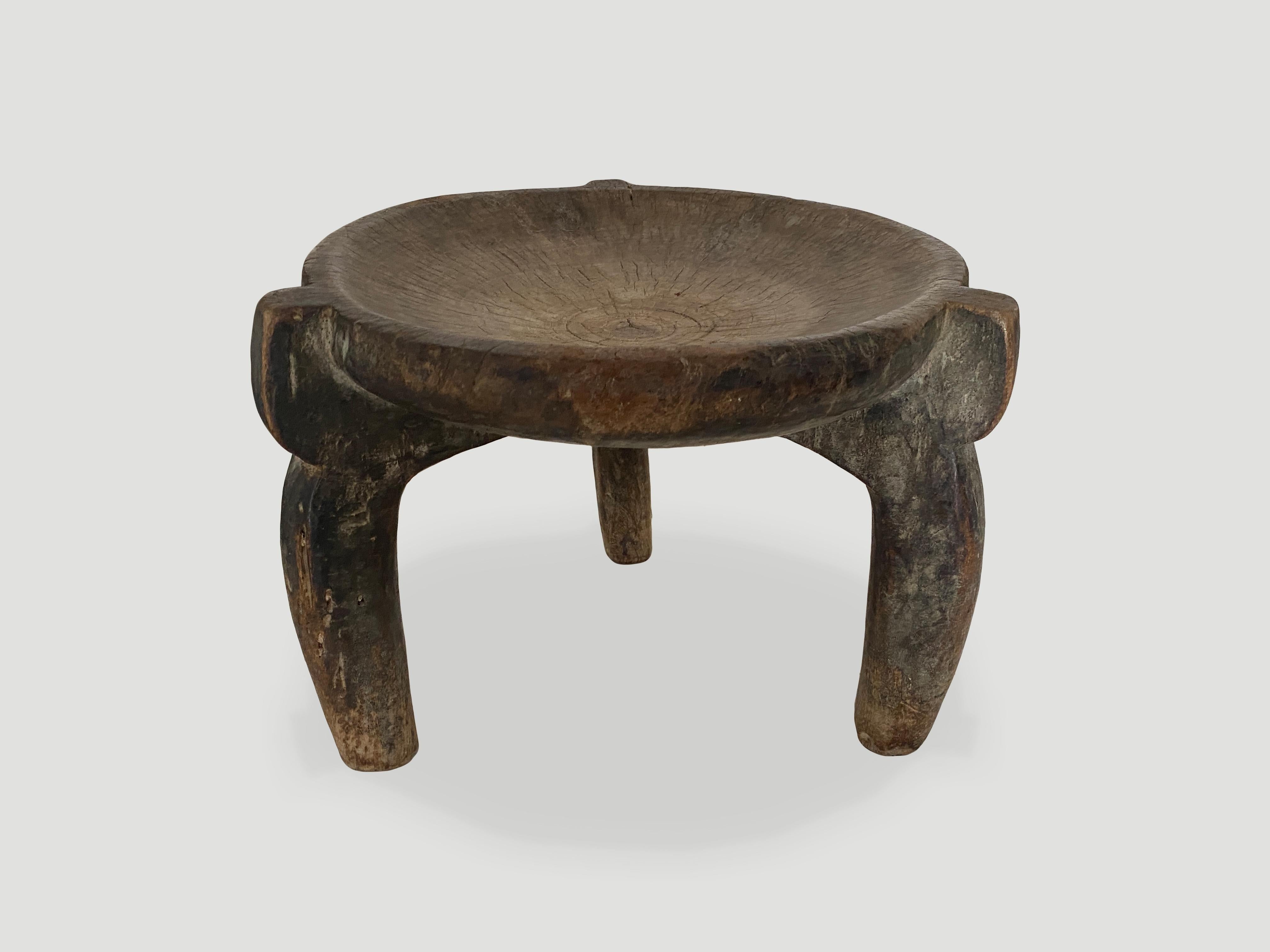 Early 20th Century Andrianna Shamaris Antique African Stool, Side Table or Bowl For Sale
