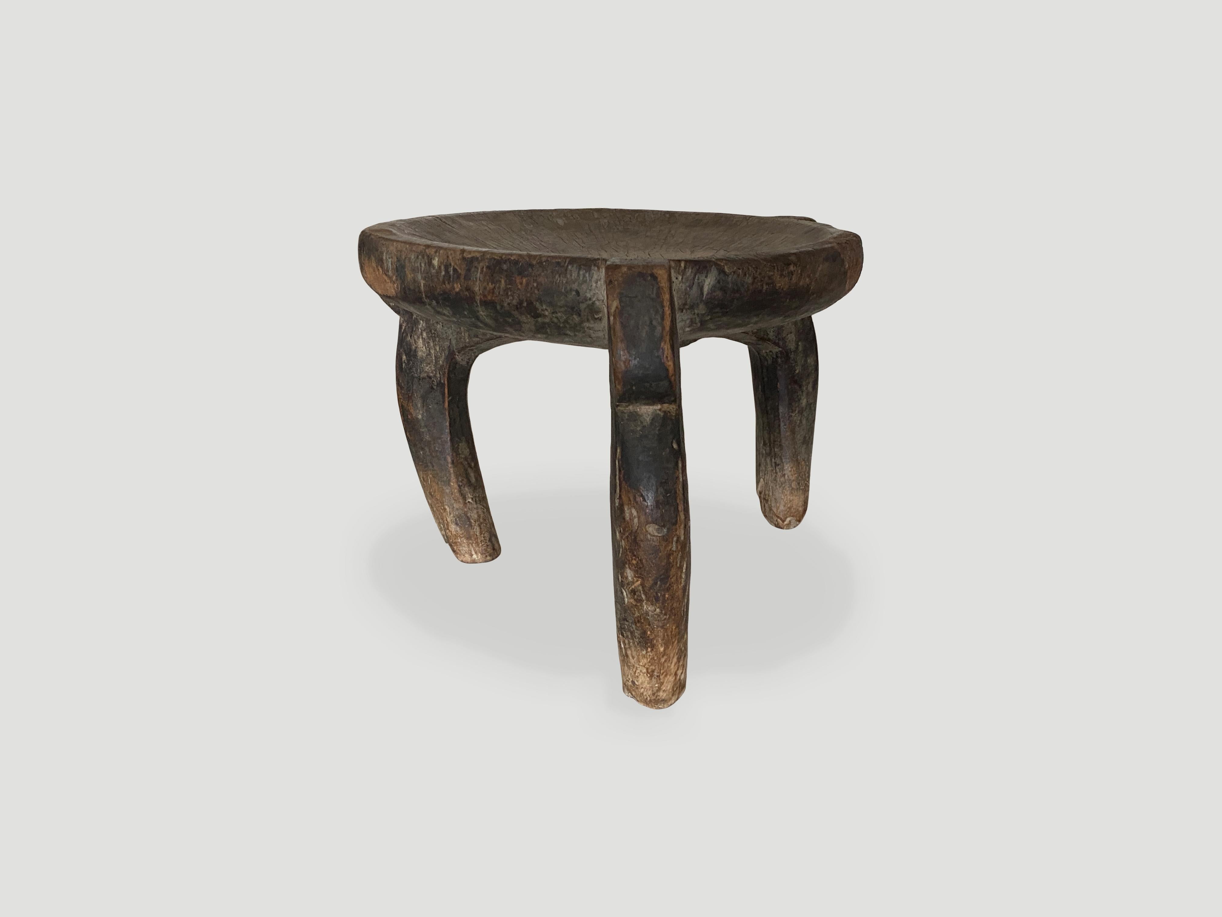 Wood Andrianna Shamaris Antique African Stool, Side Table or Bowl For Sale