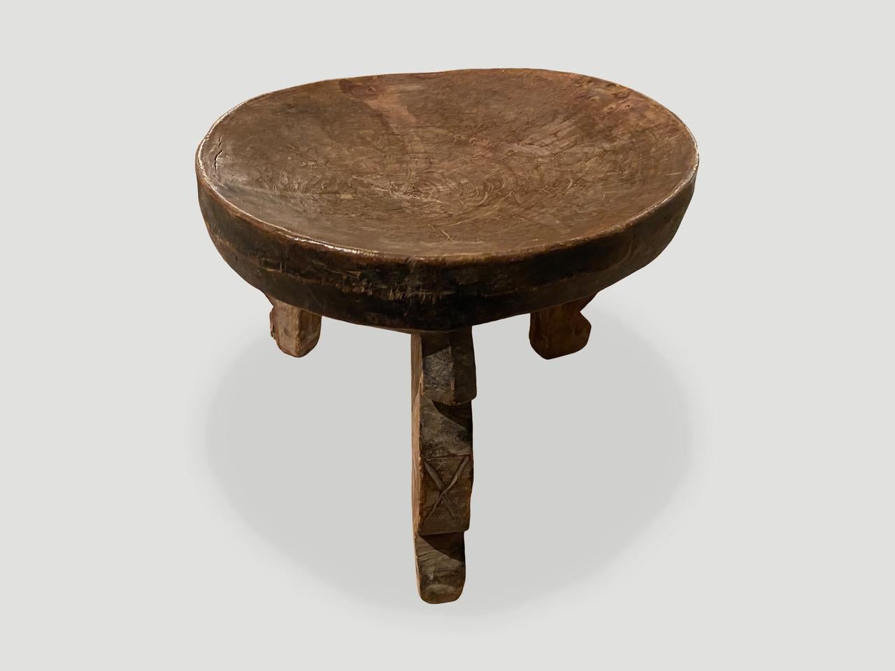 Tribal Andrianna Shamaris Antique African Tray Side Table or Bowl For Sale