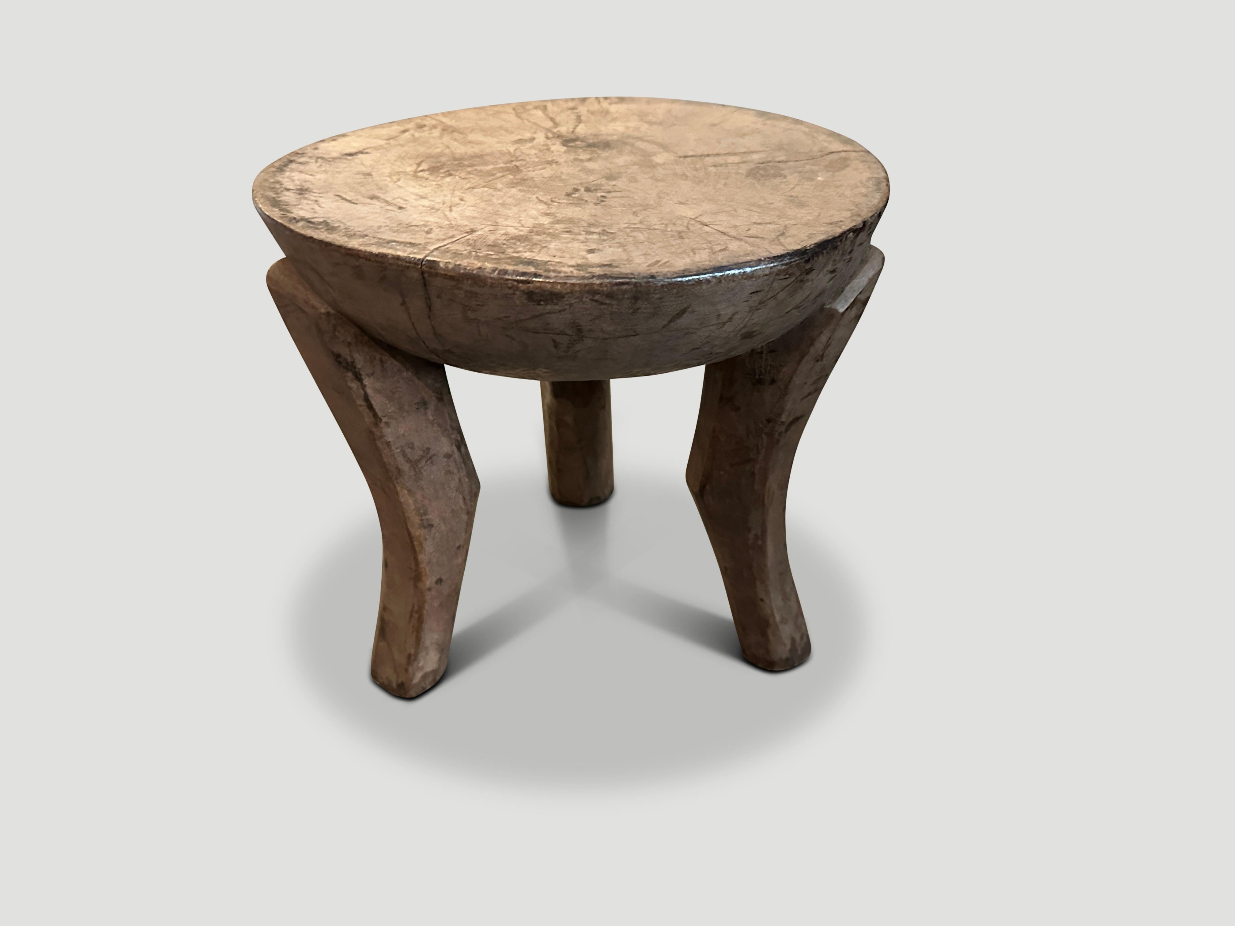 Organic Modern Andrianna Shamaris Antique African Wood Side Table For Sale