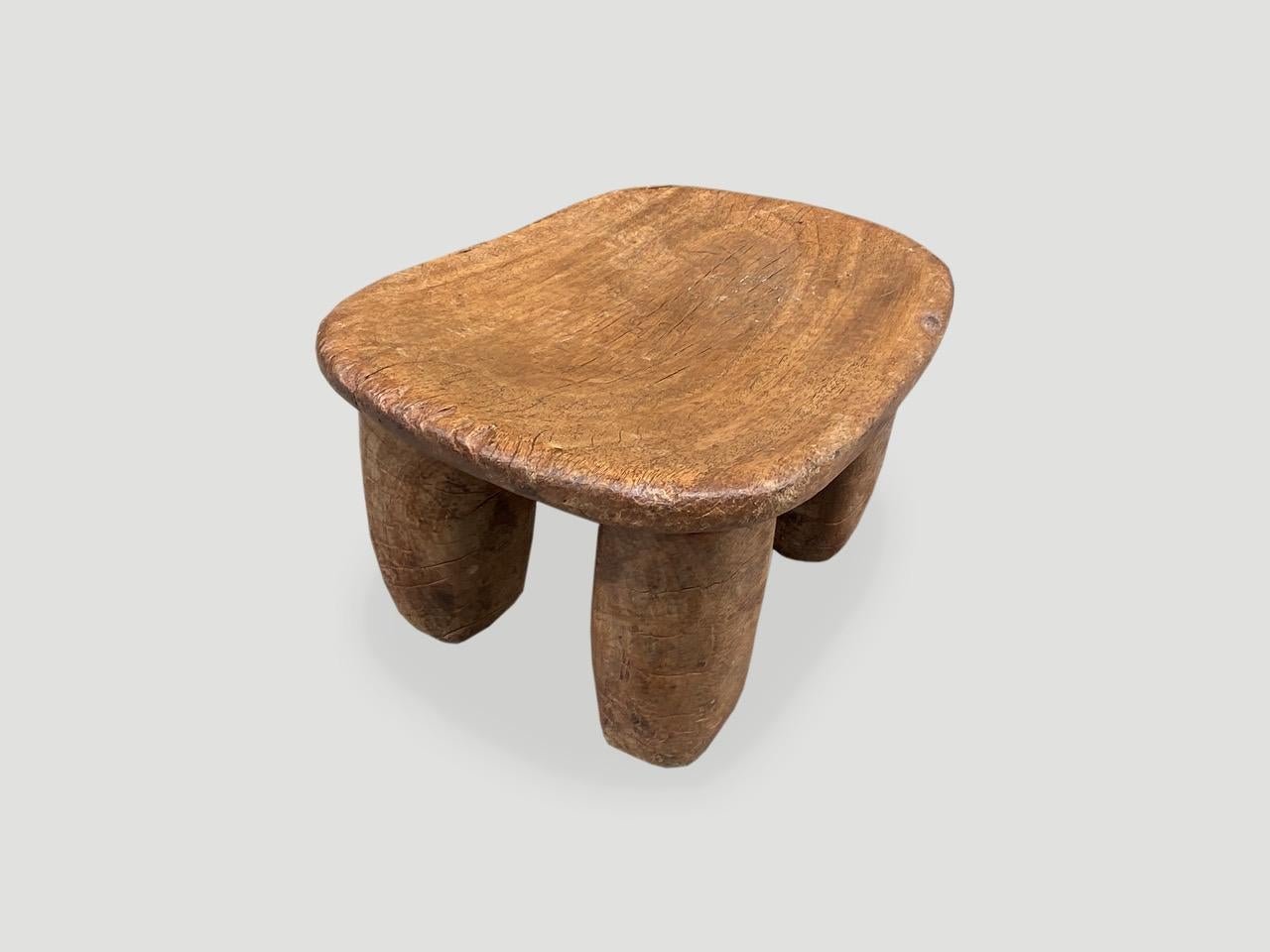 Andrianna Shamaris Antique African Wood Stool In Excellent Condition In New York, NY