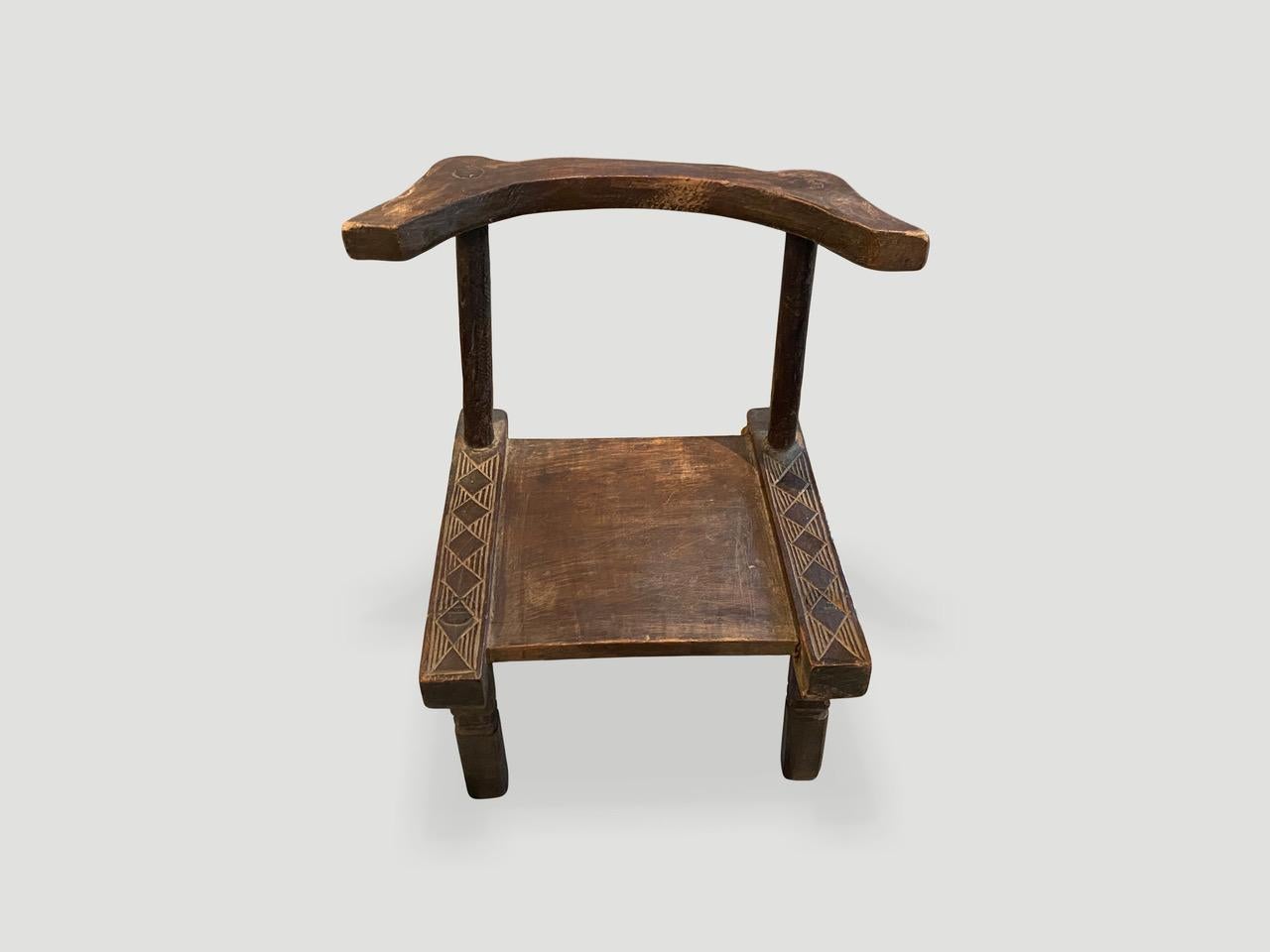 Ivorian Andrianna Shamaris Antique African Wooden Chair or Side Table For Sale