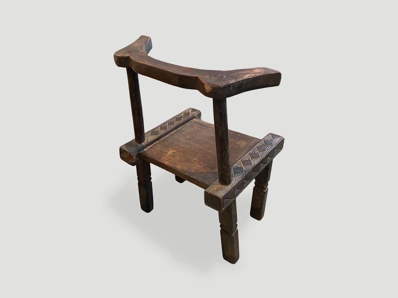 19th Century Andrianna Shamaris Antique African Wooden Chair or Side Table For Sale
