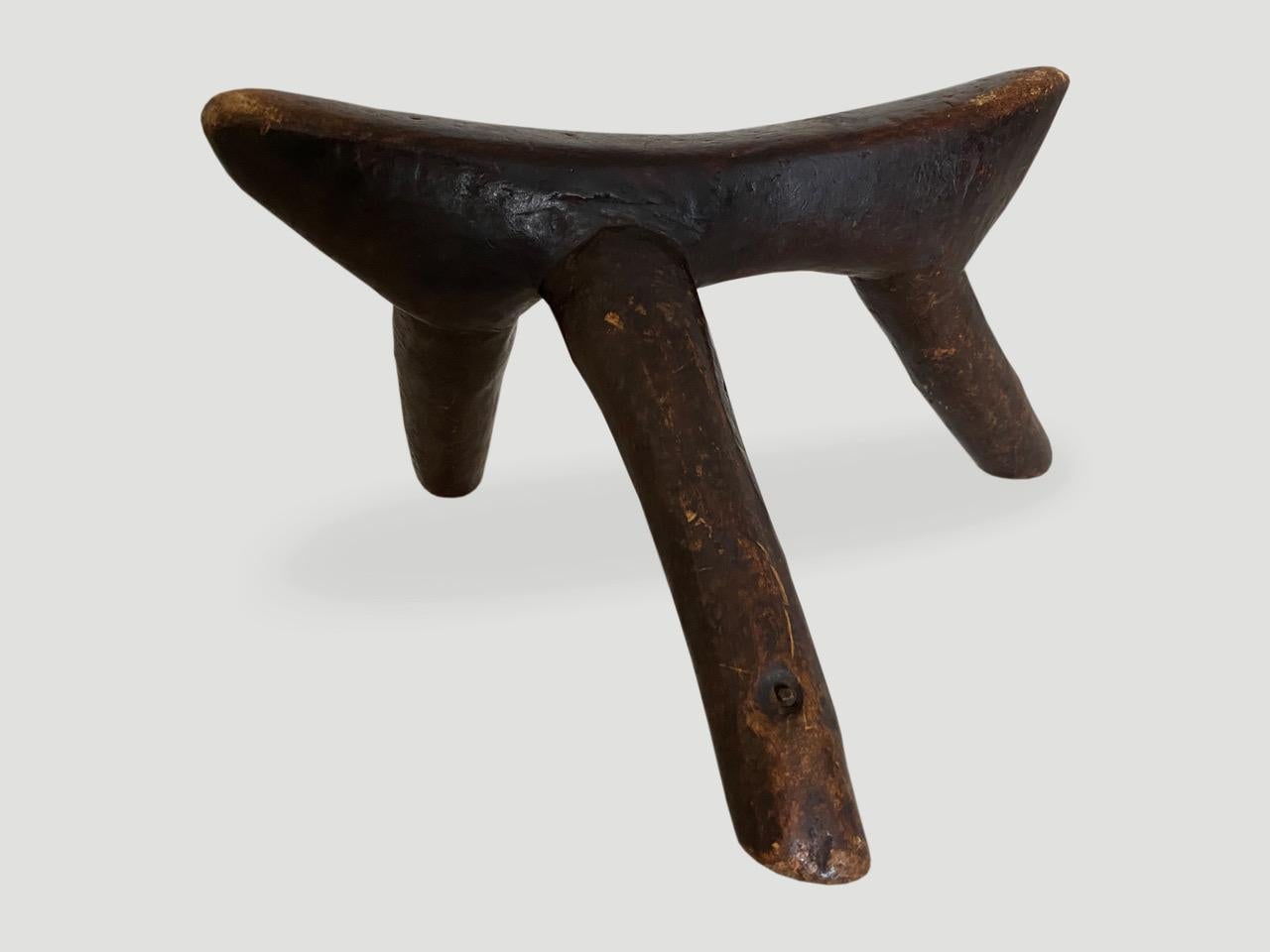 Tribal Andrianna Shamaris Antique African Wooden Head Rest For Sale