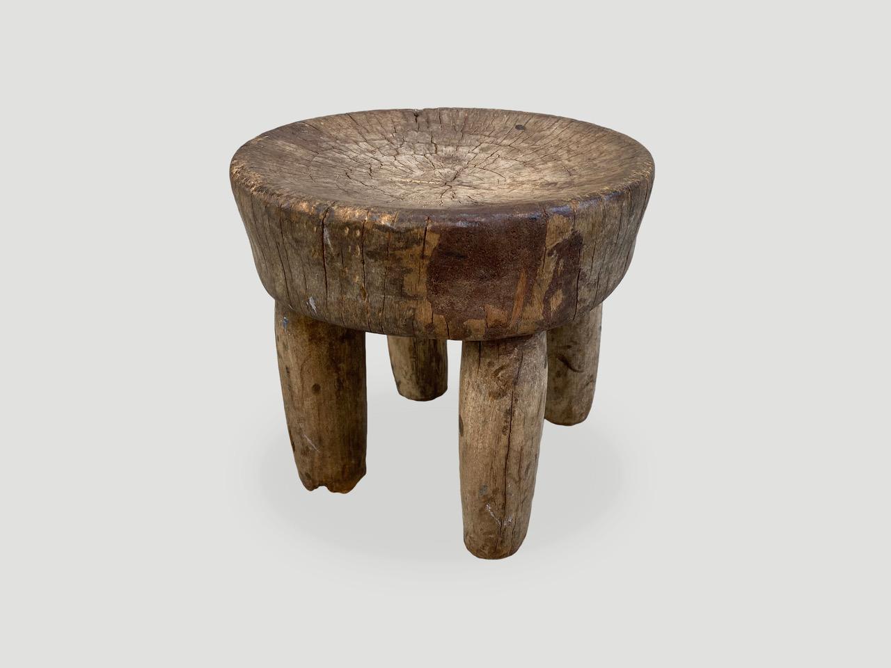 Tribal Andrianna Shamaris Antique African Wooden Wabi Sabi Side Table or Stool