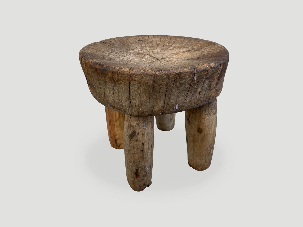 Andrianna Shamaris Antique African Wooden Wabi Sabi Side Table or Stool In Excellent Condition In New York, NY