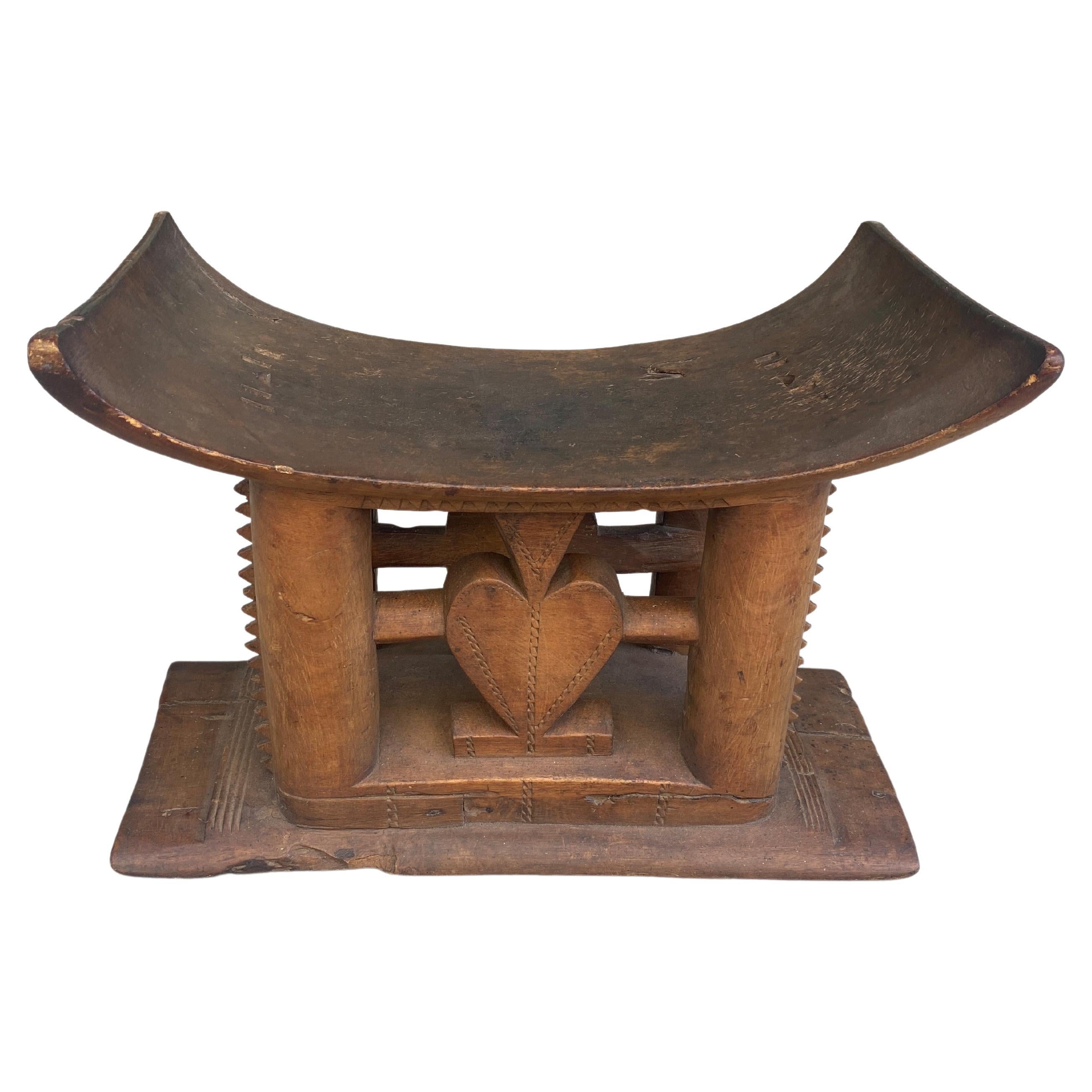 Andrianna Shamaris Antique Ashanti Stool with a Hand Carved Heart