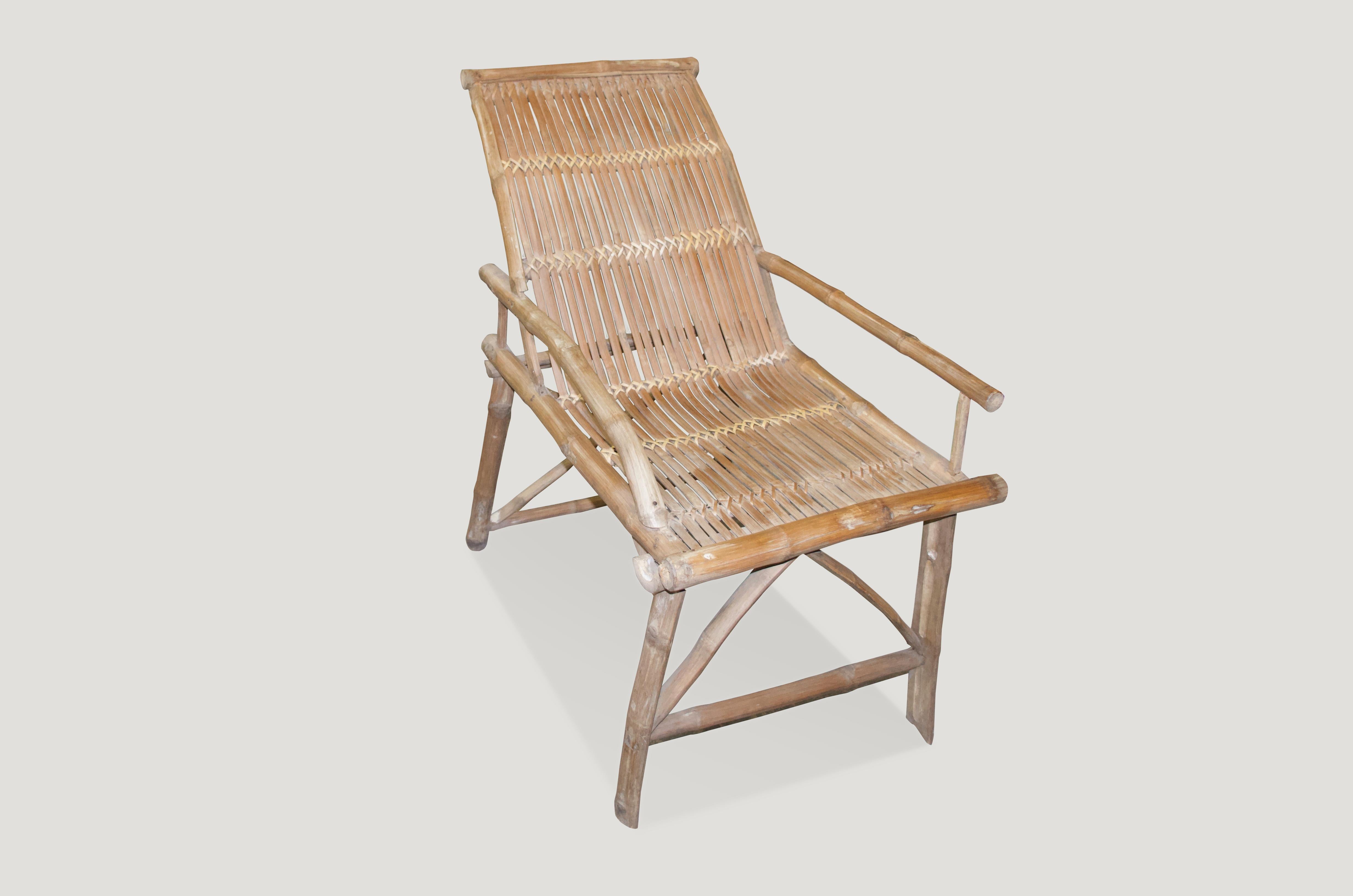Primitive Andrianna Shamaris Antique Bamboo Wood Chair For Sale