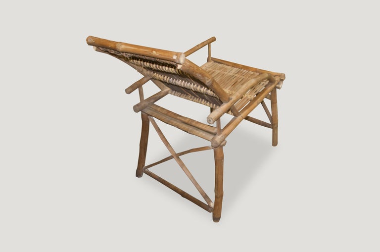 Andrianna Shamaris Antique Bamboo Wood Chair In Excellent Condition For Sale In New York, NY