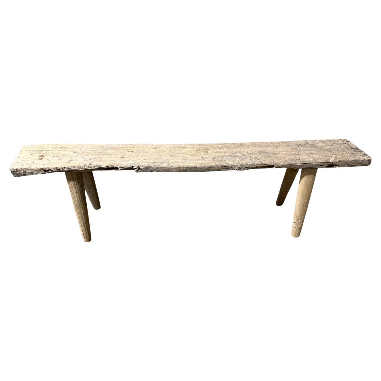 Andrianna Shamaris Antique Bleached Teak Wood Bench For Sale