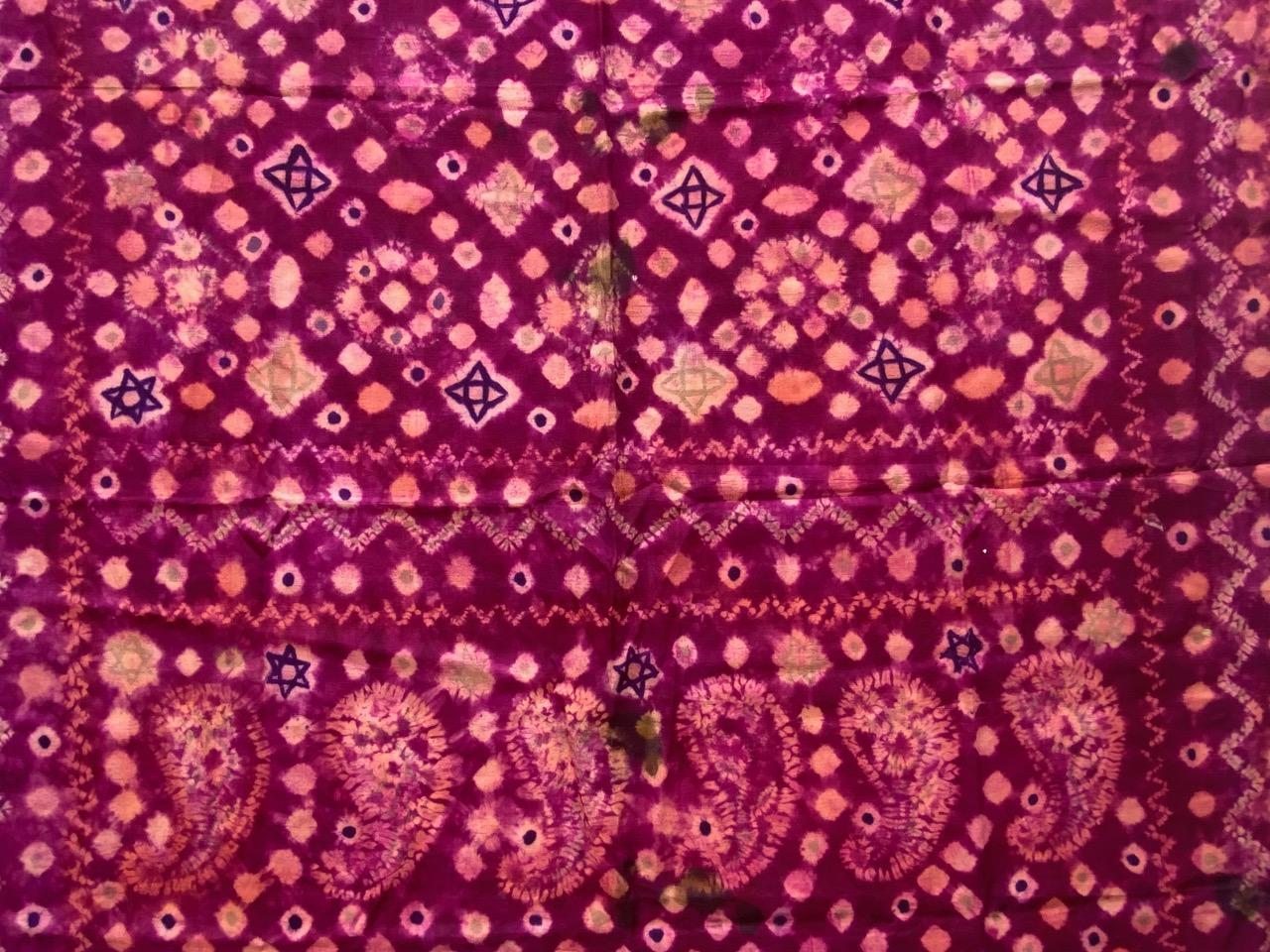 Indonesian Andrianna Shamaris Antique Burnt Orange and Purple Silk Textile